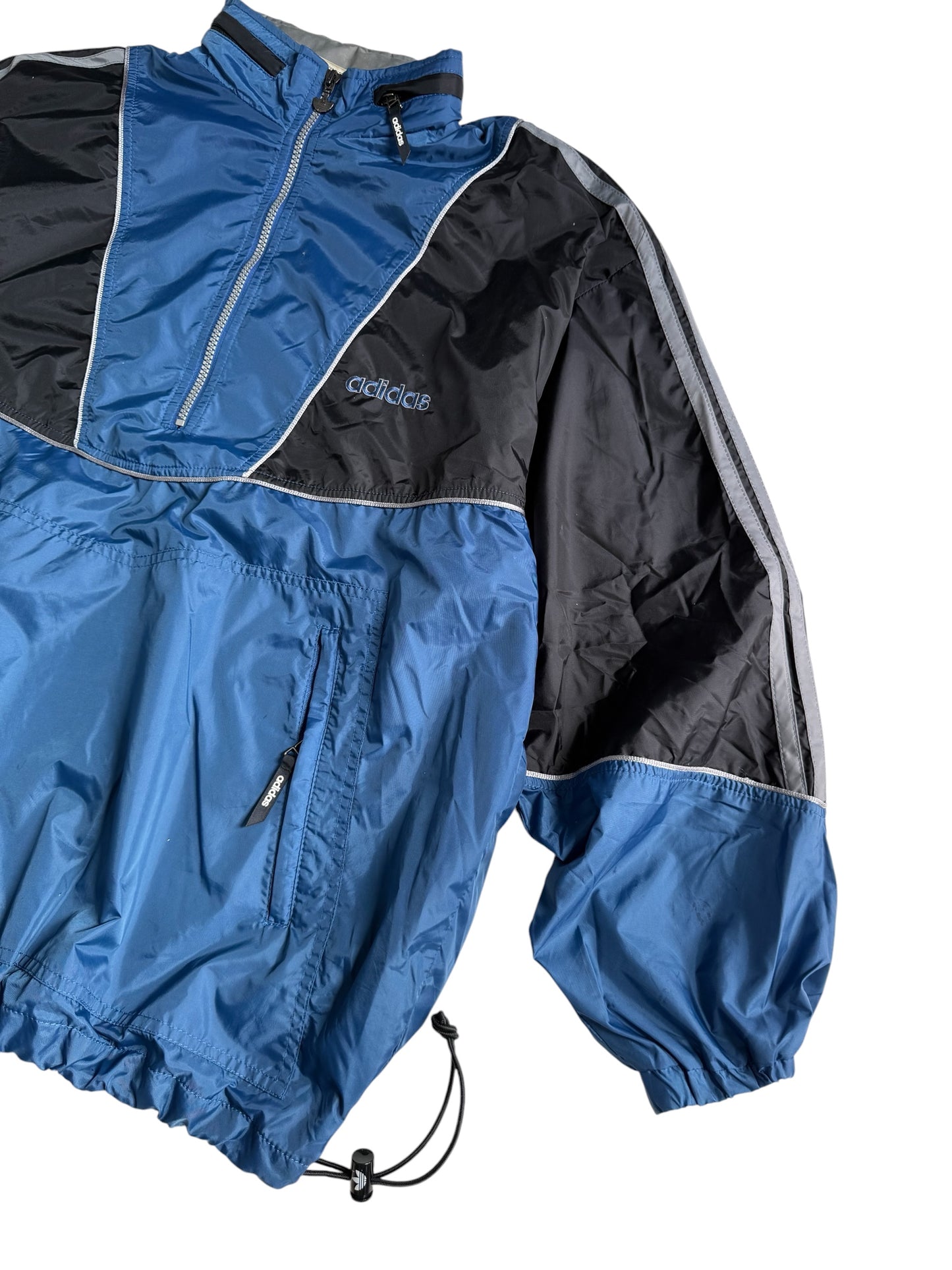 Vintage 1990s Adidas Half Zip Pullover Windbreaker Jacket Packable Hood