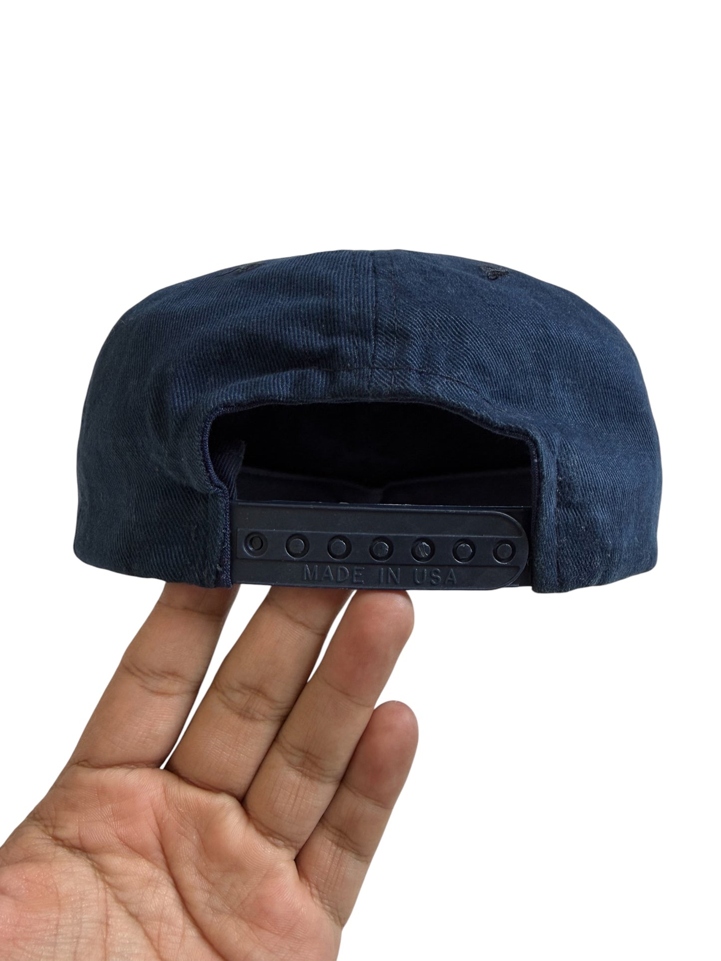 Vintage 1990s Calvin Klein Jeans CK Logo Navy Snapback Cap Made in USA