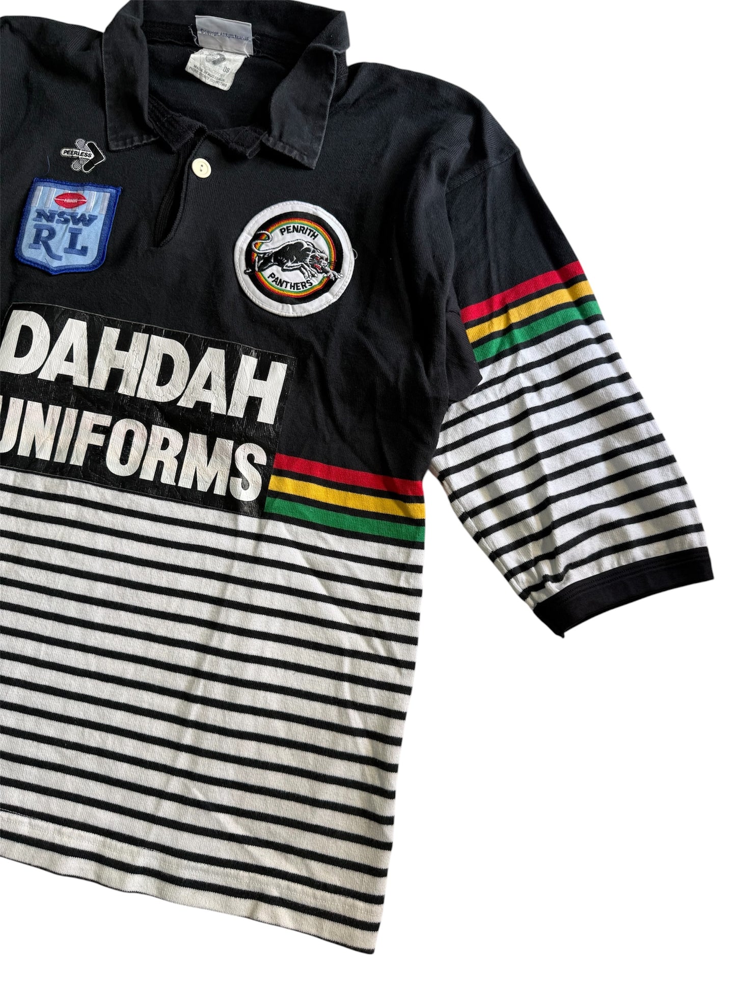 Vintage Penrith Panthers Rugby Jersey Dahdah Uniforms NSW RL Striped