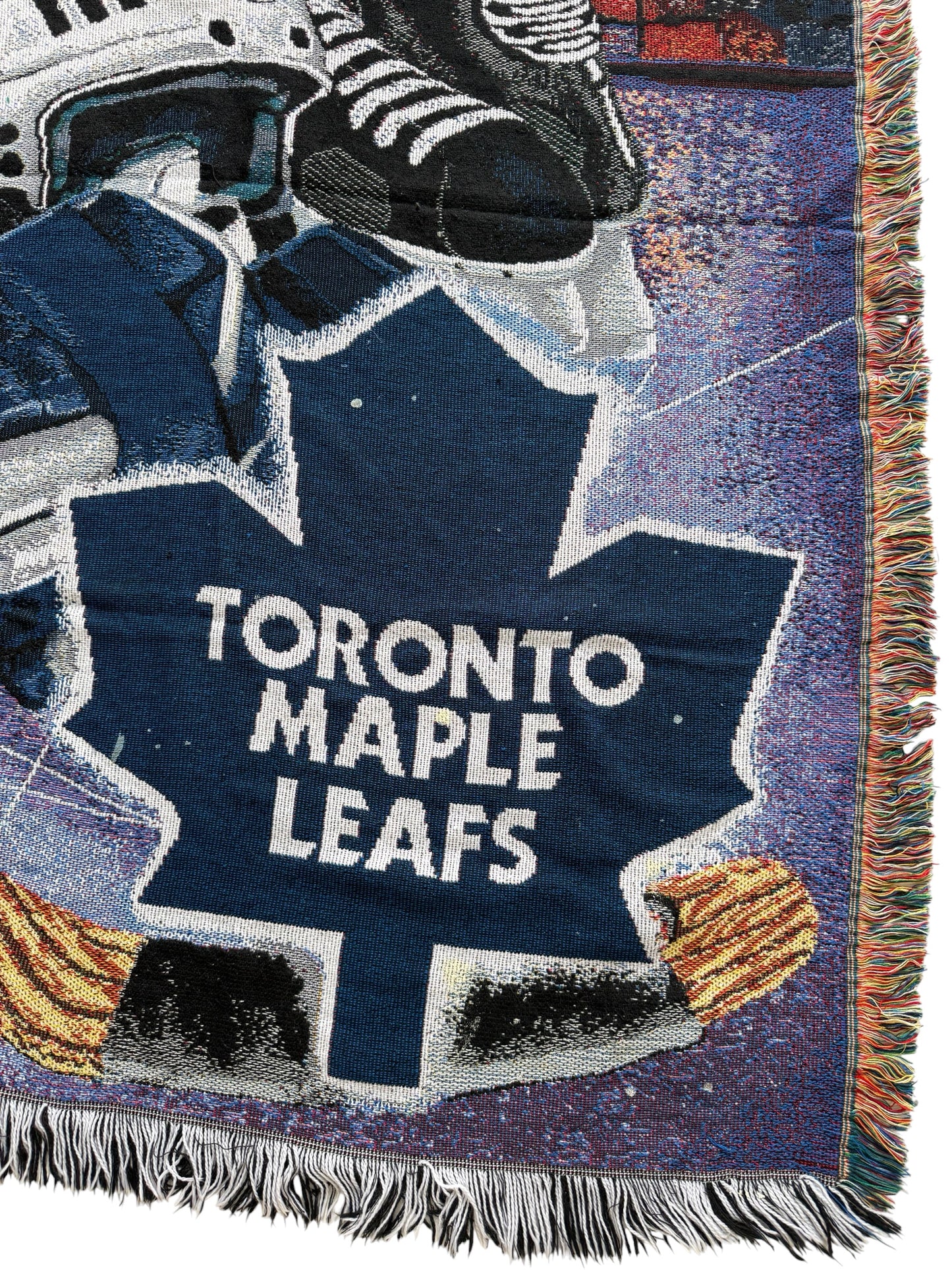 Vintage Toronto Maple Leafs NHL Woven Tapestry Throw Blanket Made in USA