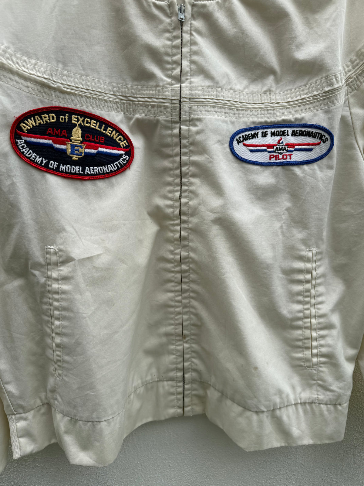 Vintage 70s 80s Hobby Center Staff Bomber Jacket Chain Stitch