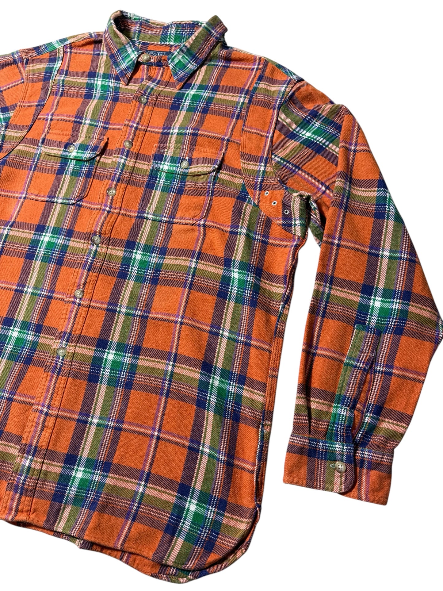 Vintage Polo Ralph Lauren Orange Plaid Flannel Shirt