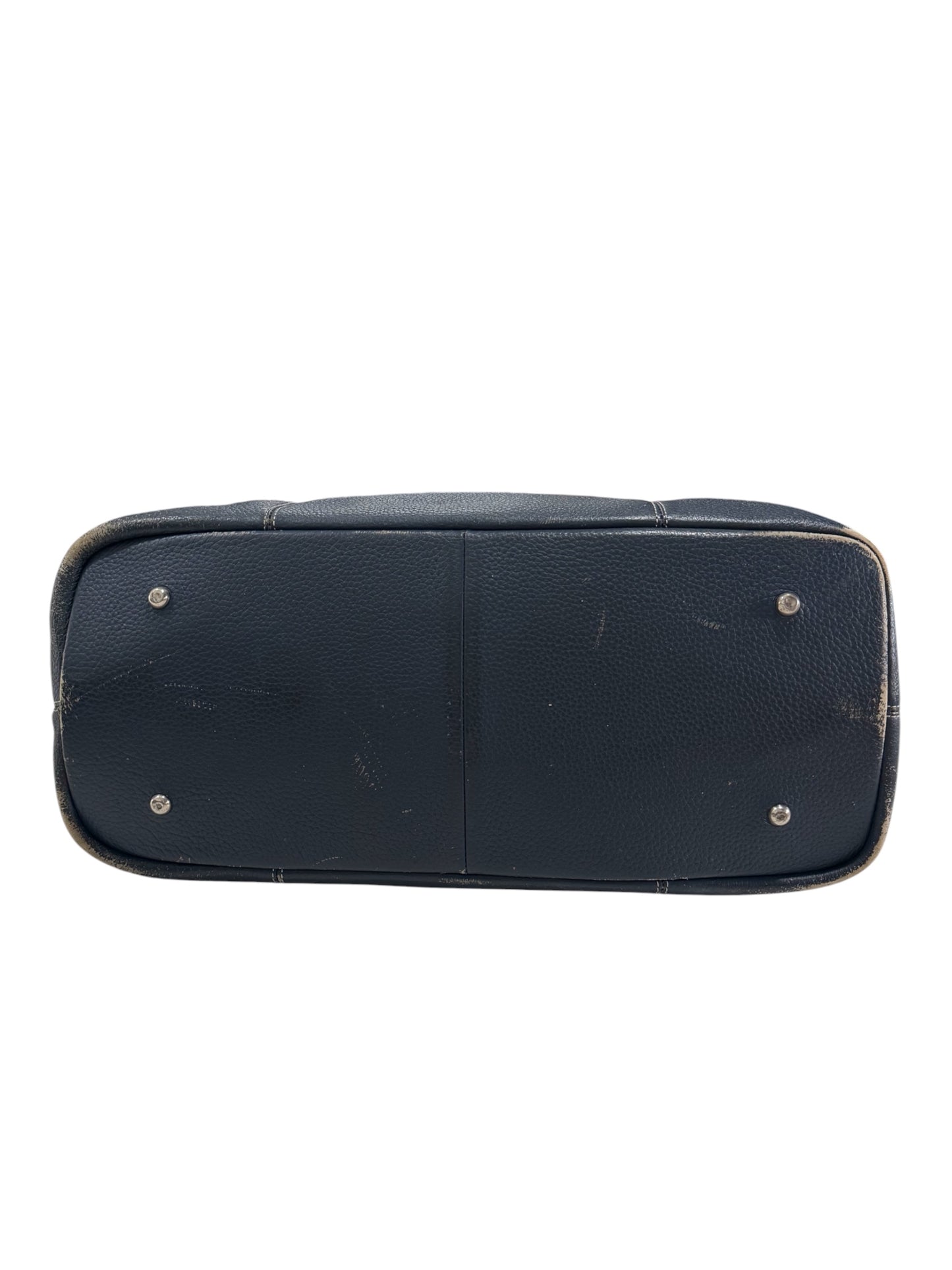 Beams Heart Navy Pebbled Leather Tote Bag Large Shopper Shoulder Bag