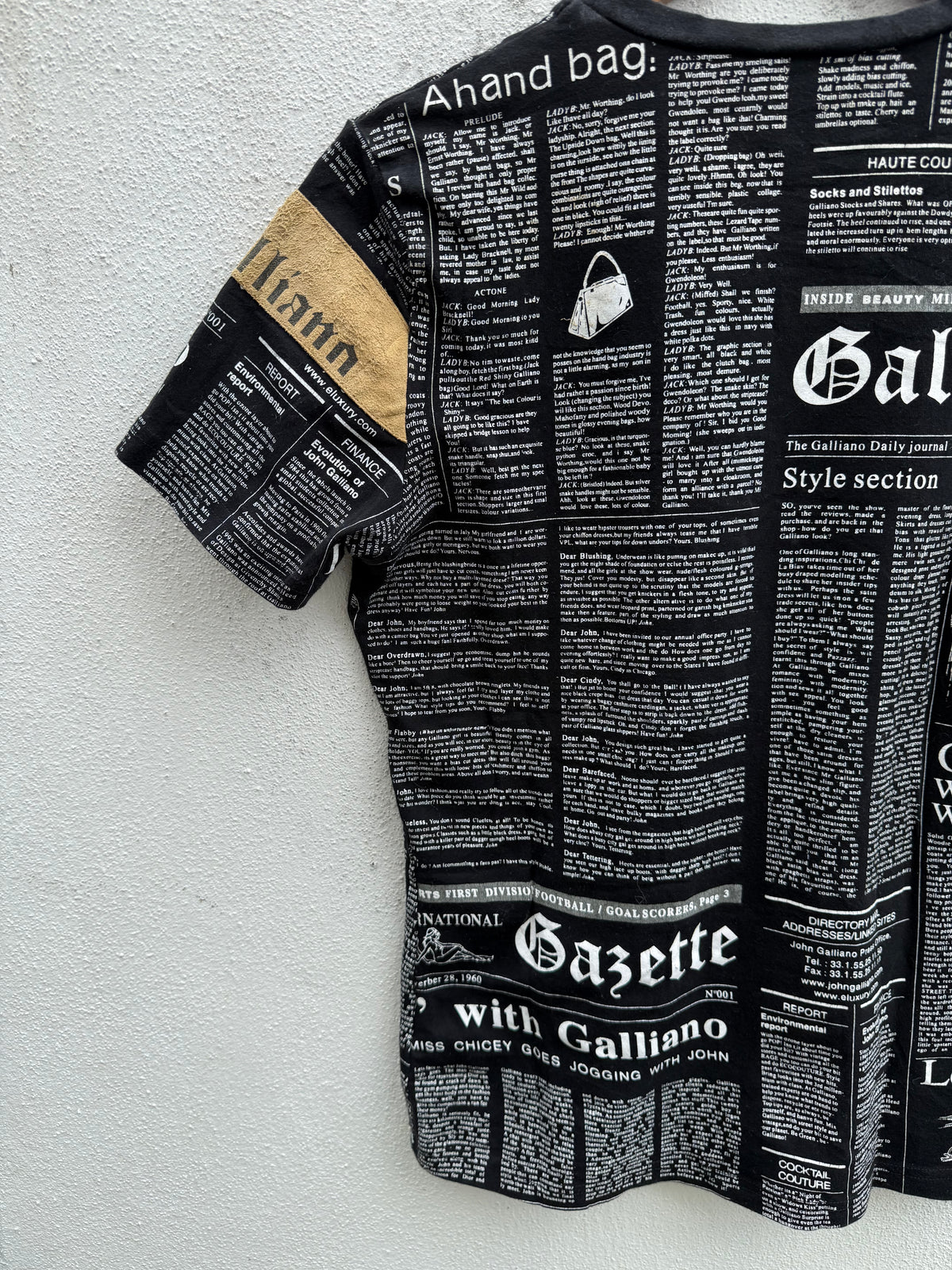 Vintage John Galliano Newspaper Tshirt Made In Italy