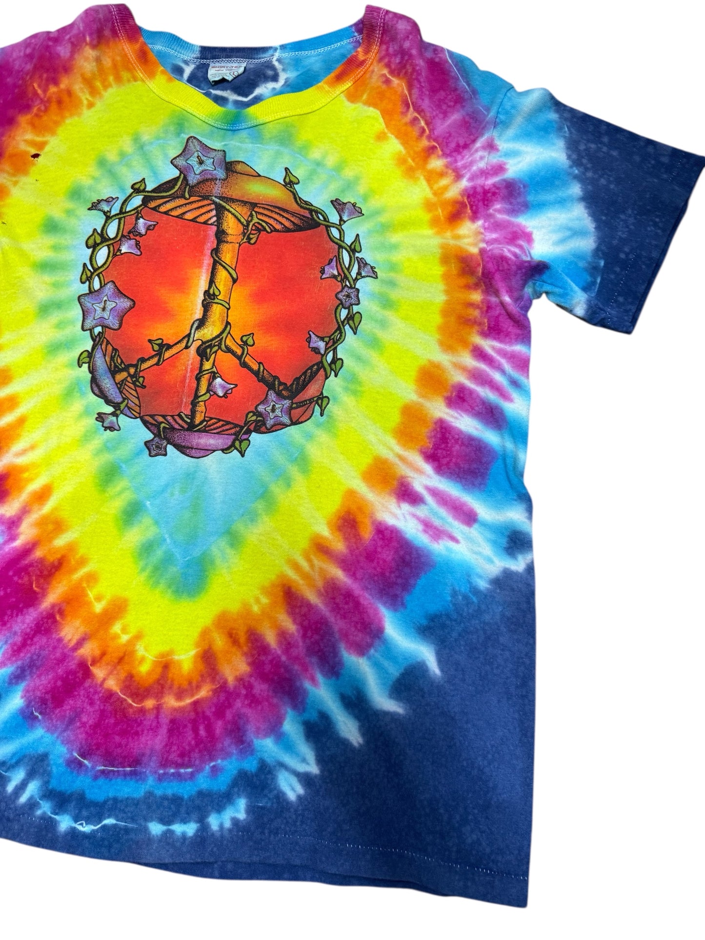 Vintage 1990s Tie Dye Peace Symbol Tshirt Psychedelic Hippie