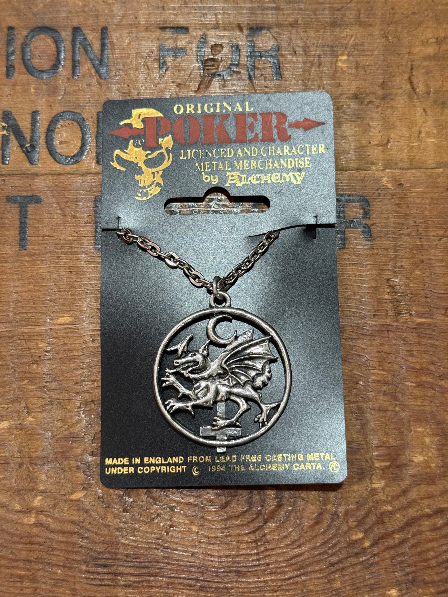 Vintage 1996 Cradle of Filth Alchemy England Dragon Pendant Necklace