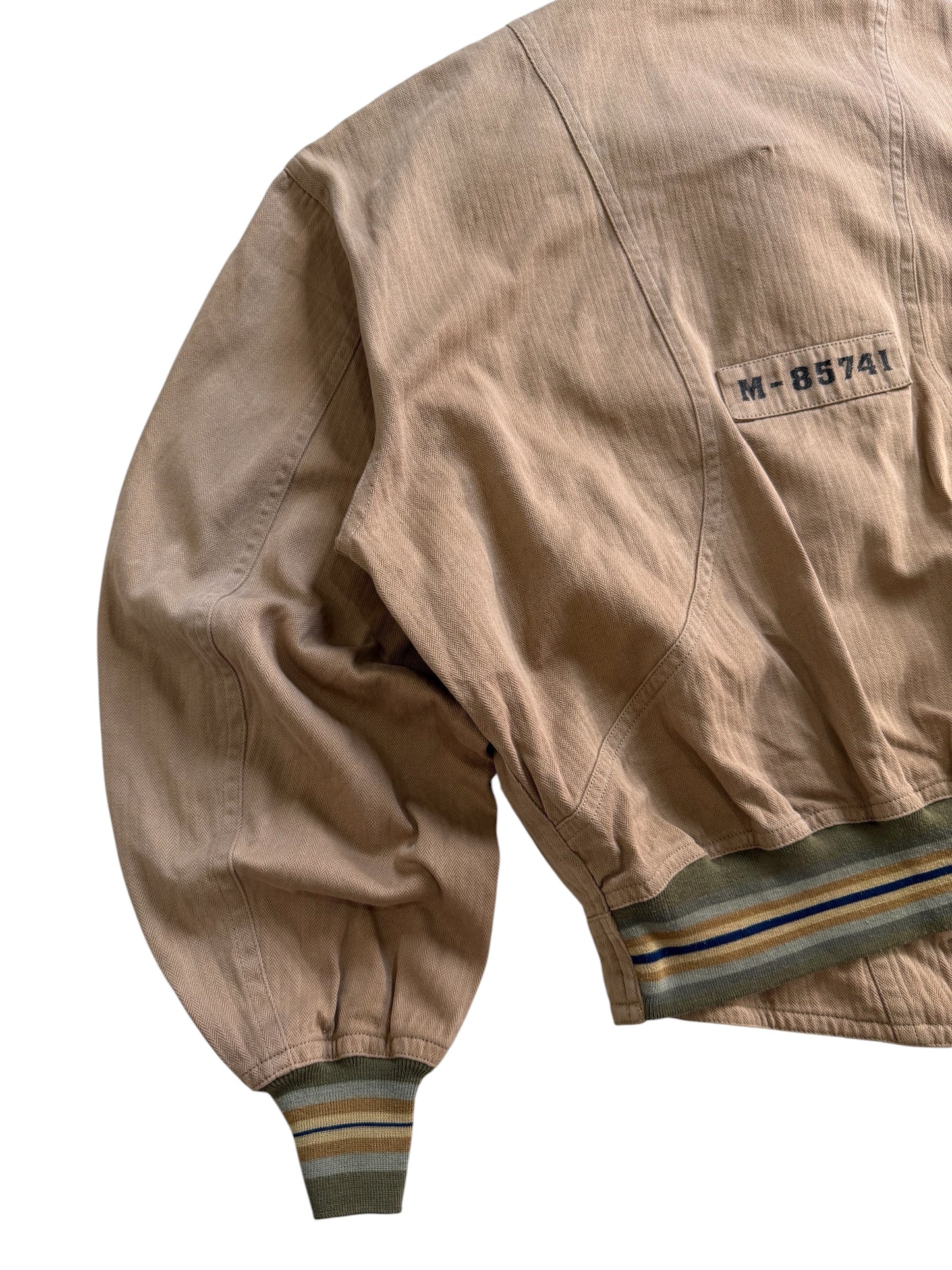 Vintage 180s-90s Lets Bandit Melrose Herringbone Motorcycle Jacket Tan Brown