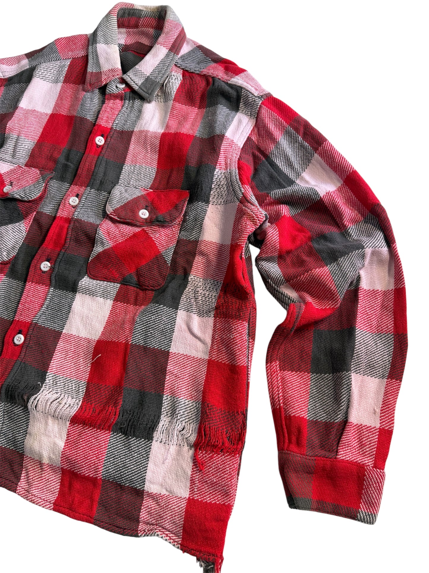Vintage Distressed Plaid Flannel Shirt