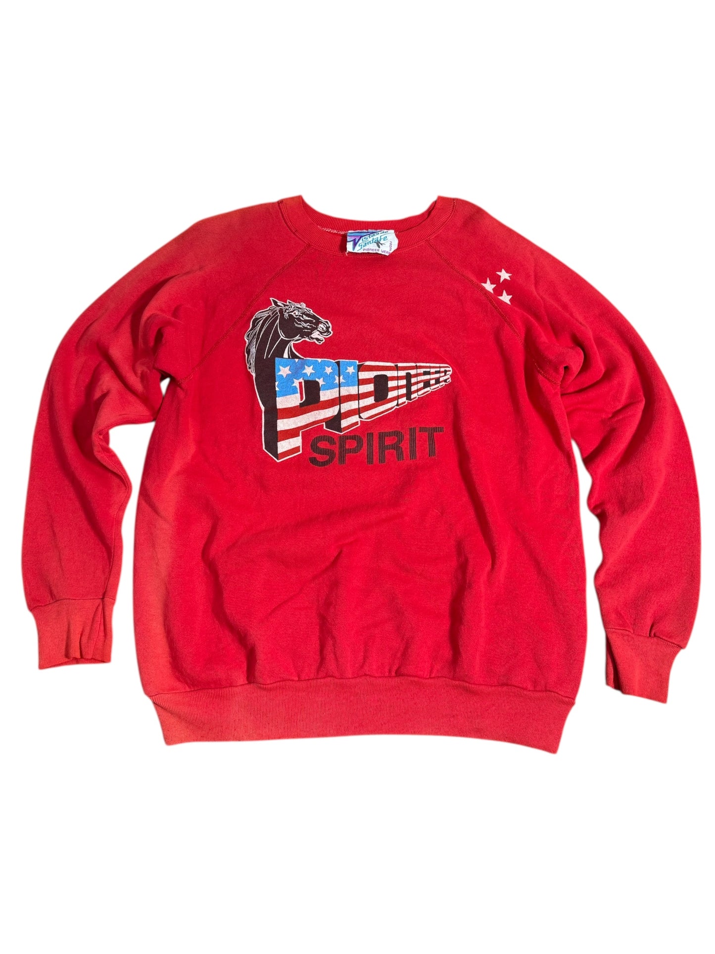 Vintage 1990s Pioneer Spirit USA Flag Graphic Sweatshirt