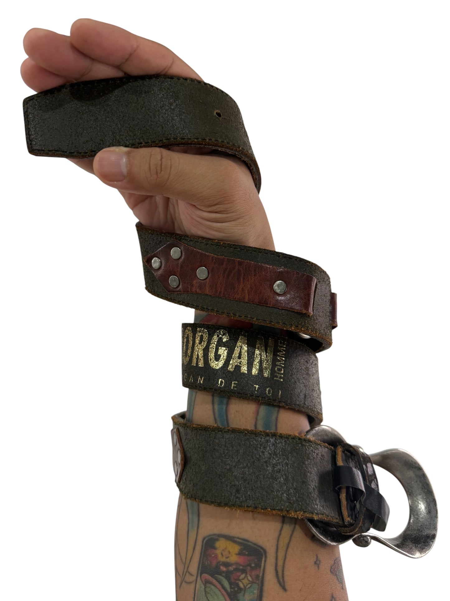 Vintage Morgan Homme Distressed Leather Belt