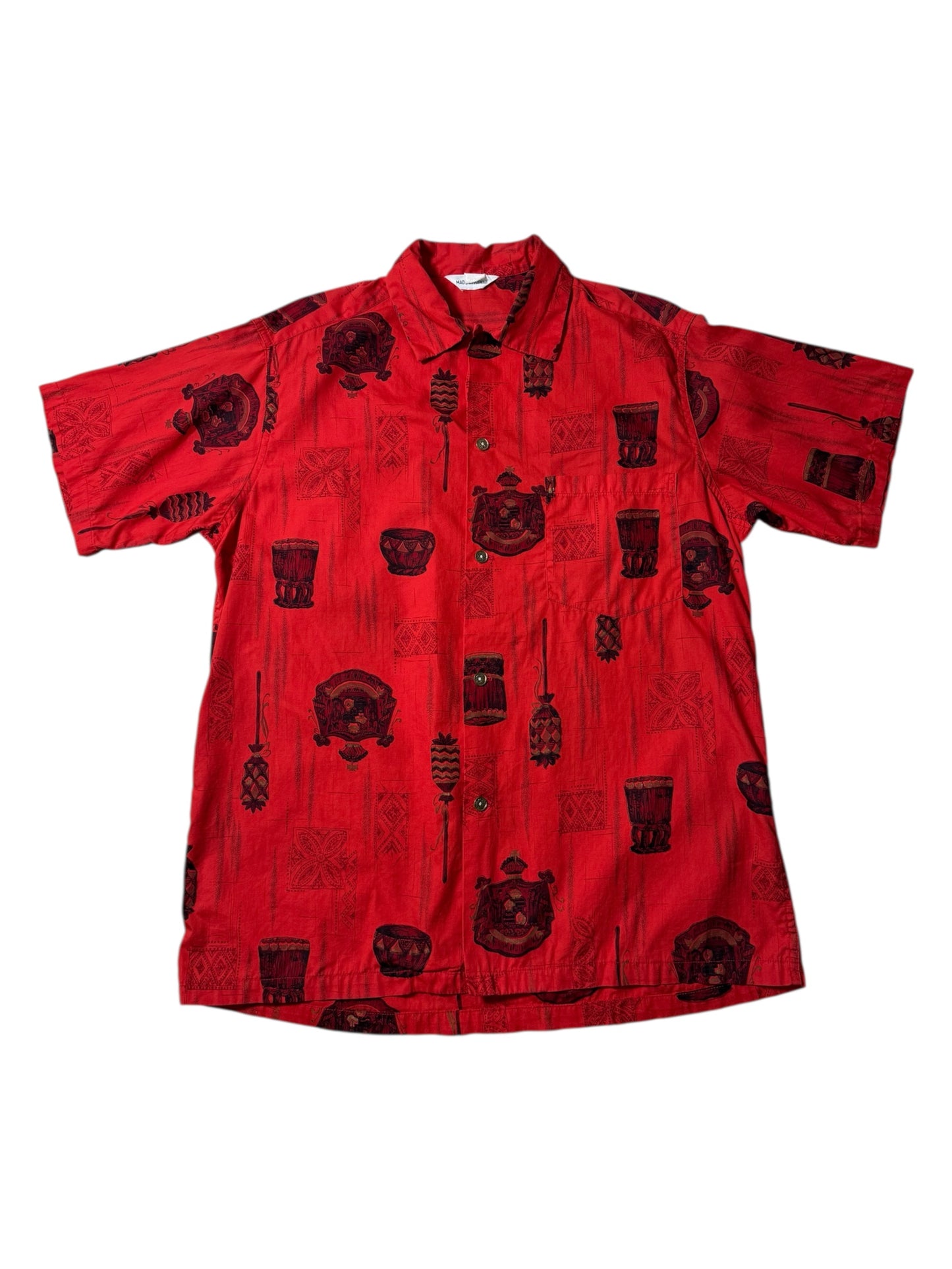 Vintage Made in Hawaii Red Printed Aloha Shirt
