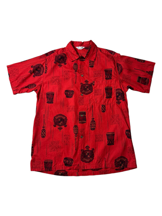 Vintage Made in Hawaii Red Printed Aloha Shirt