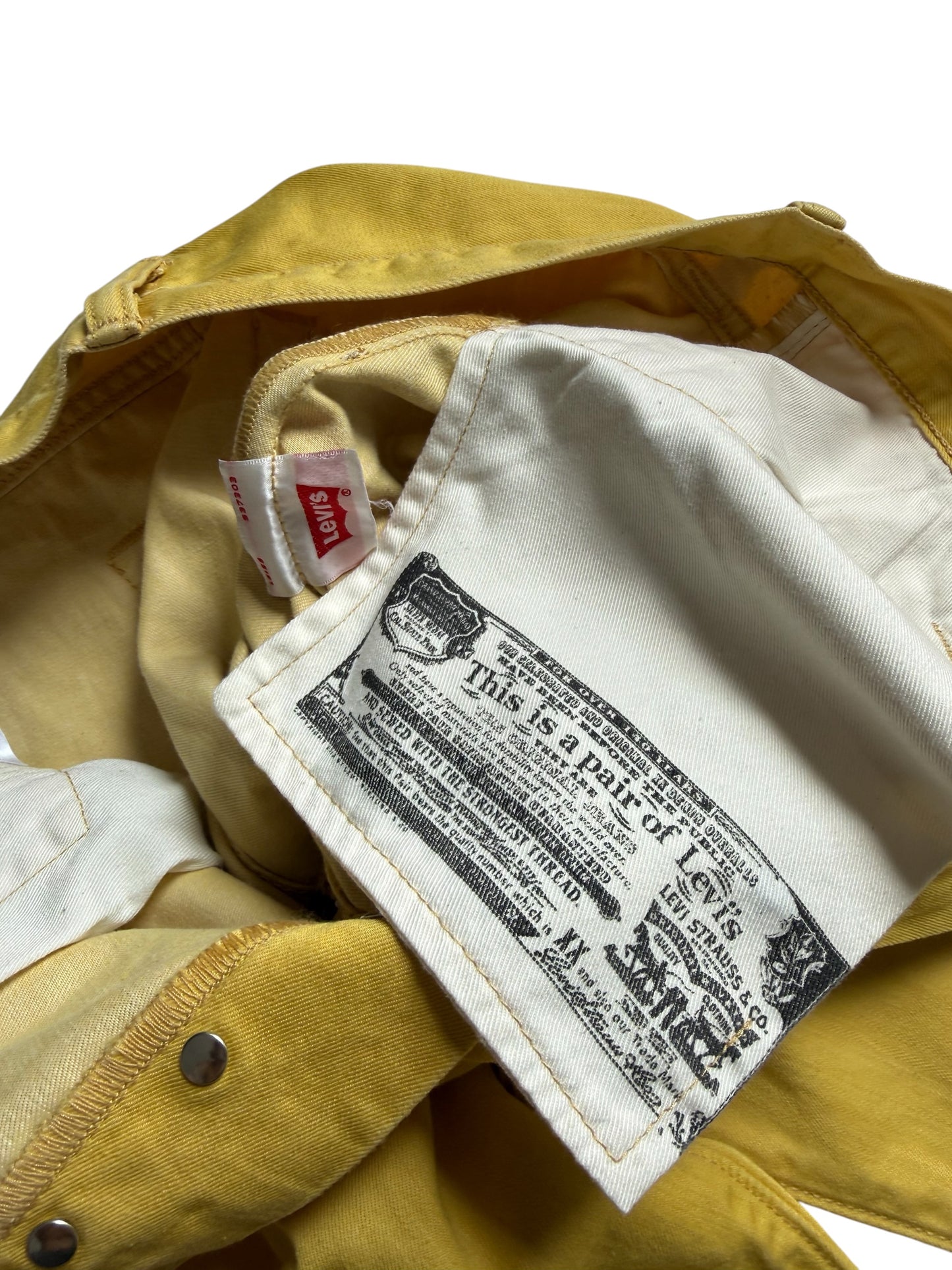 Levis 501 Mustard Yellow Denim Jeans Made in Poland