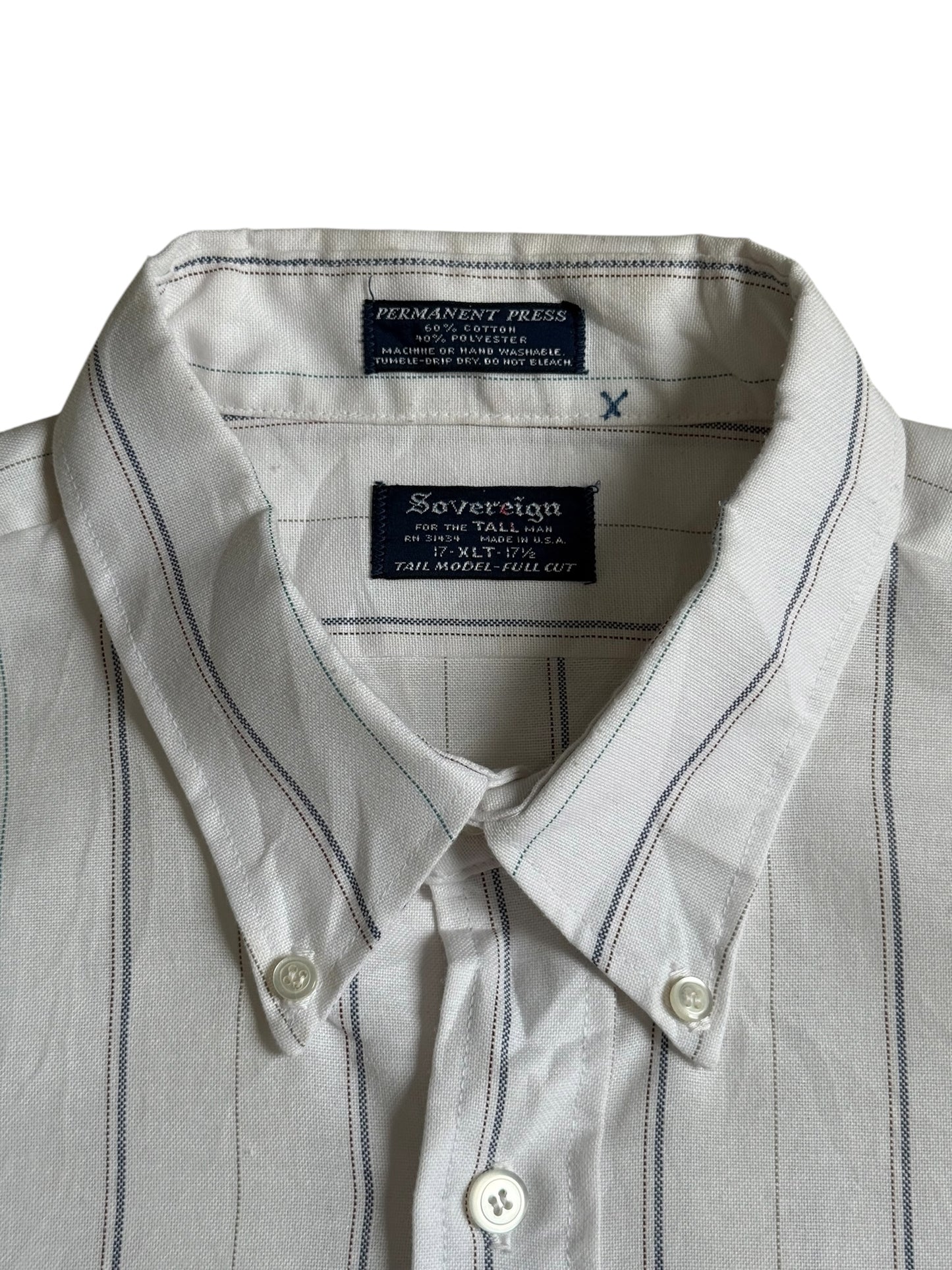 Vintage Sovereign Permanent Press Button Down Shirt Made In Usa