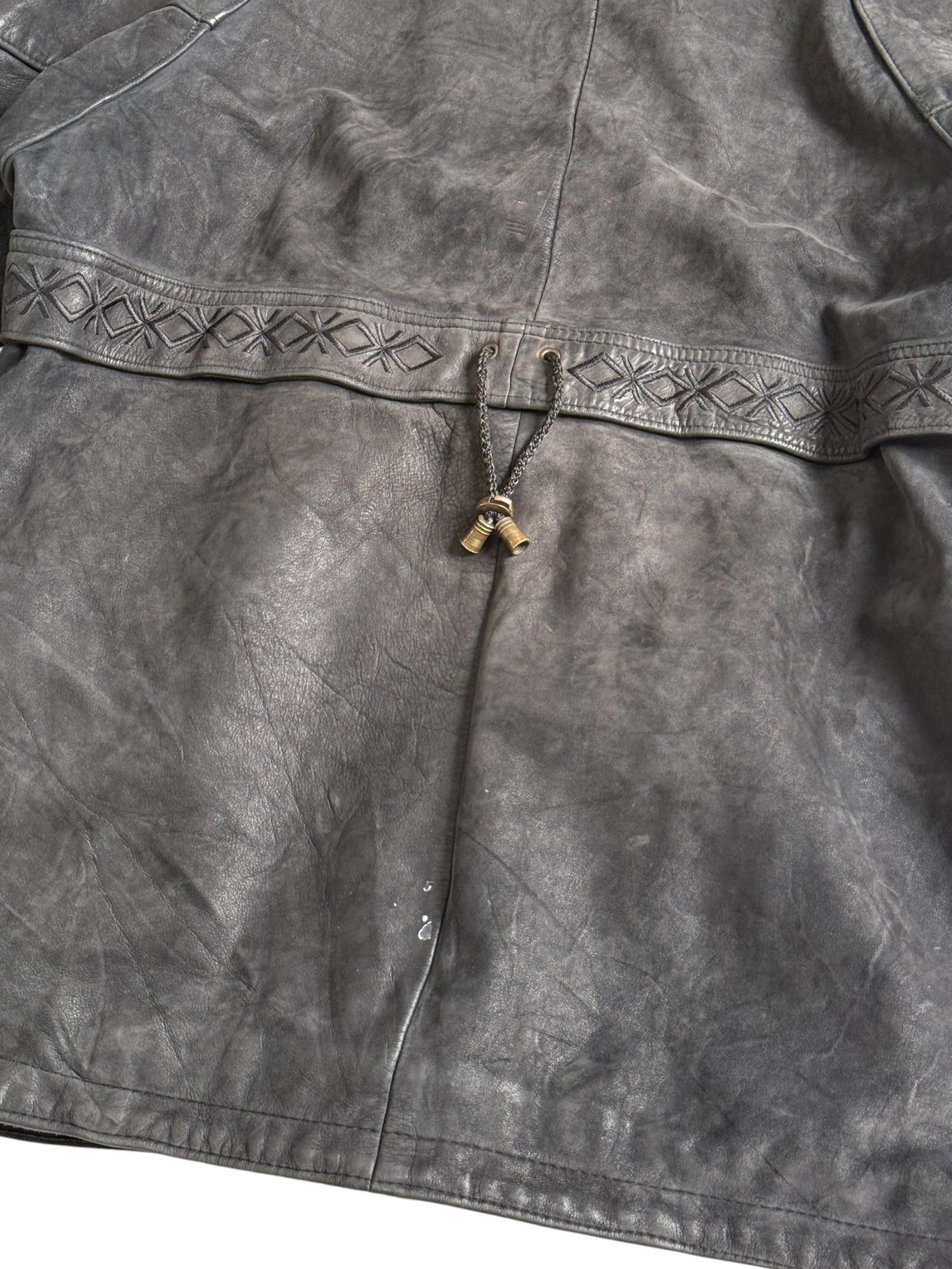 Vintage 1980s Natural Stefany French Tanners Leather Toggle Coat