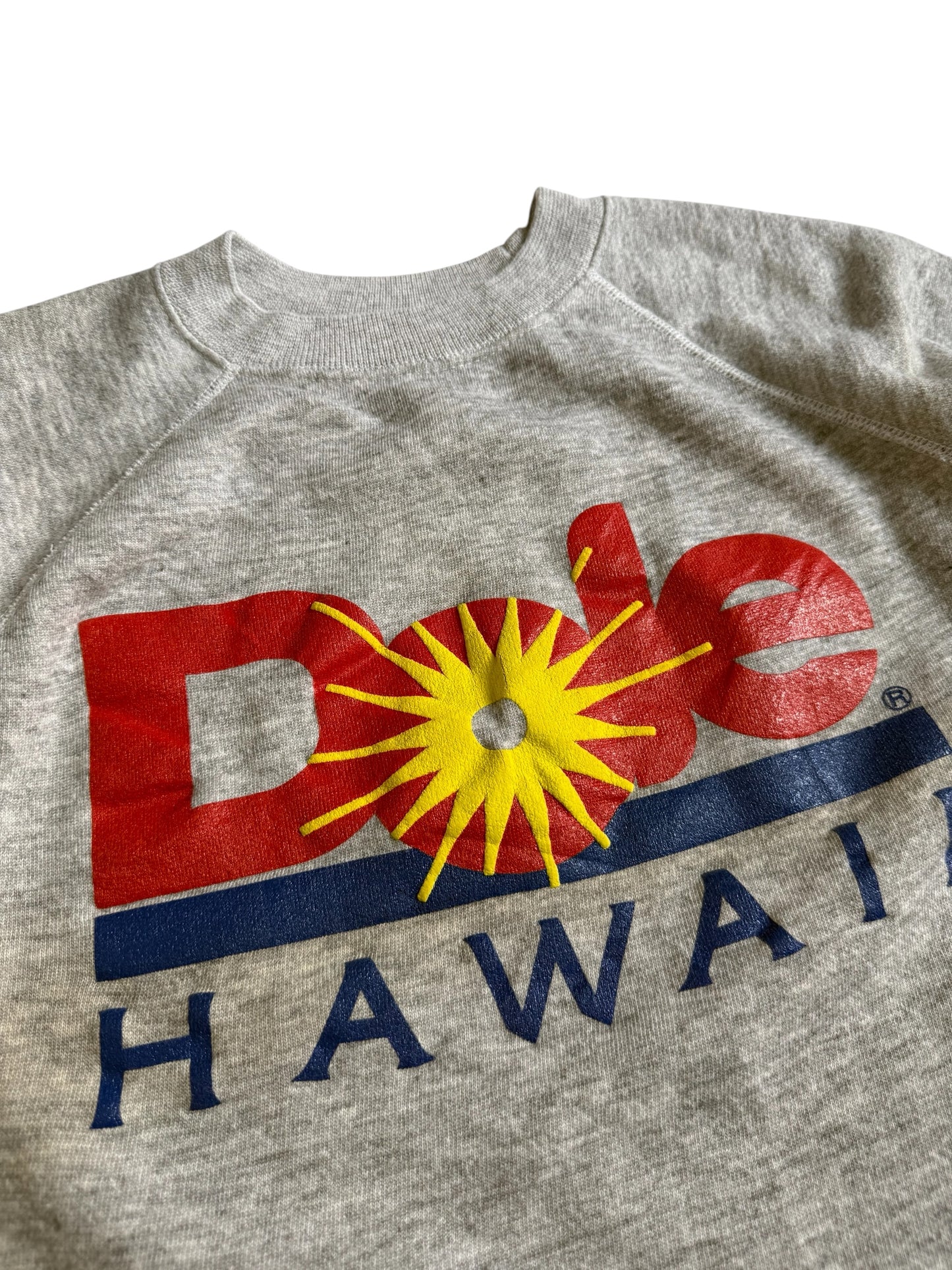 Vintage Dole Hawaii USA Made Cropped Raglan Sweatshirt Tourist Graphic