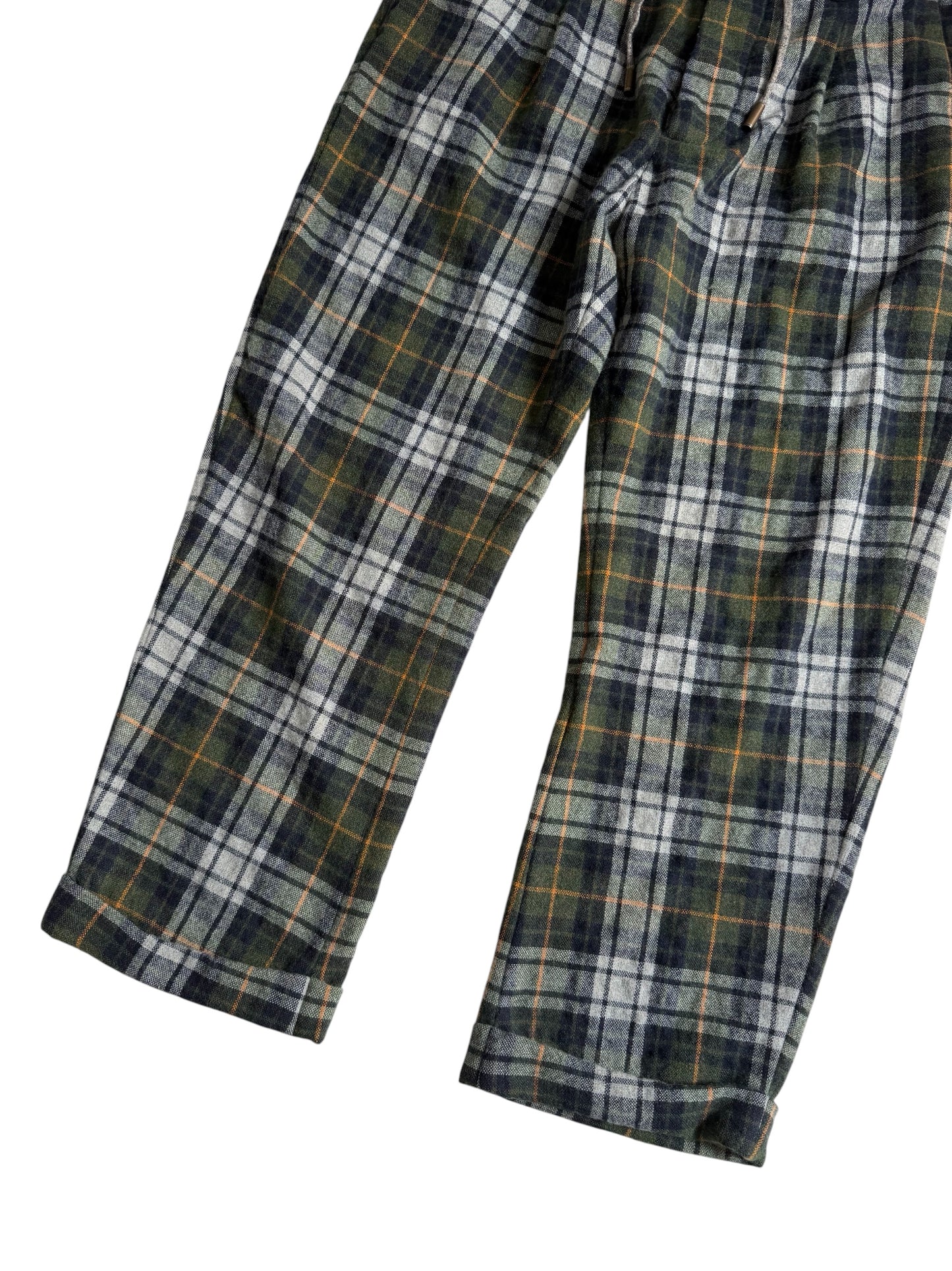 Dsquared2 Plaid Wool Blend Drawstring Trousers Made in Italy Designer Pants