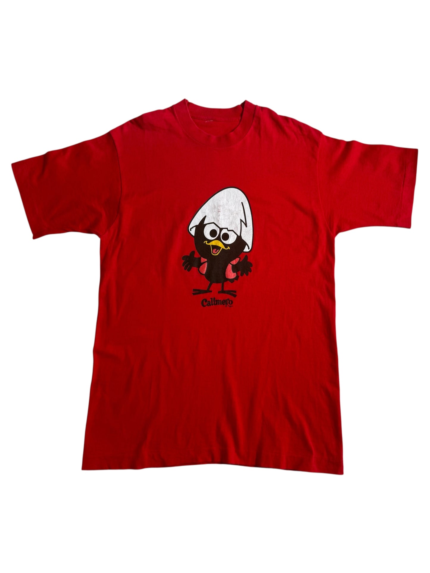 Vintage Calimero Pagot Red Tshirt Cartoon Character Graphic