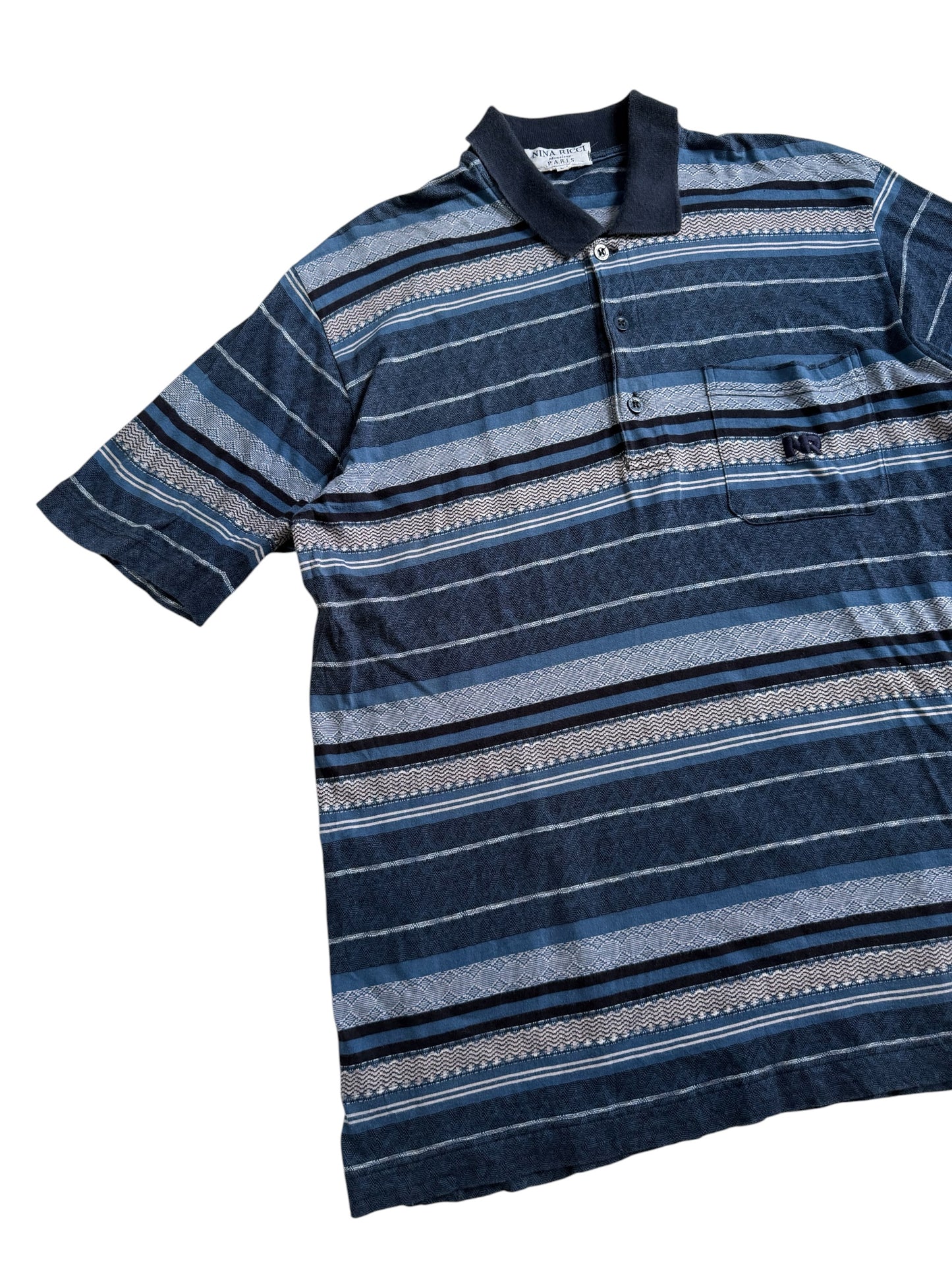 Vintage Nina Ricci Monsieur Paris Striped Polo Shirt Made in France
