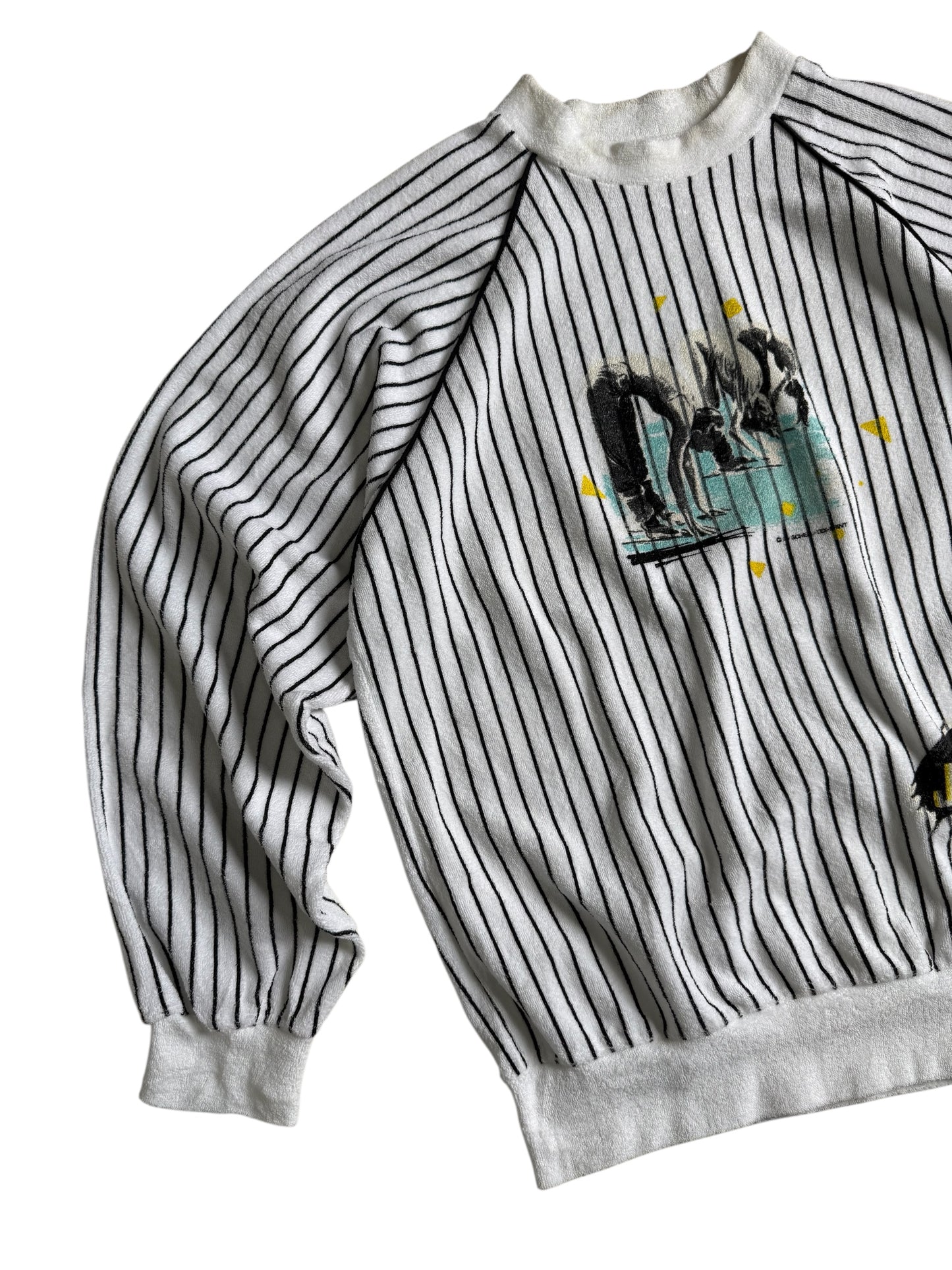 Vintage 1970s-80s West Germany Jazz Graphic Striped Terry Cloth Sweatshirt