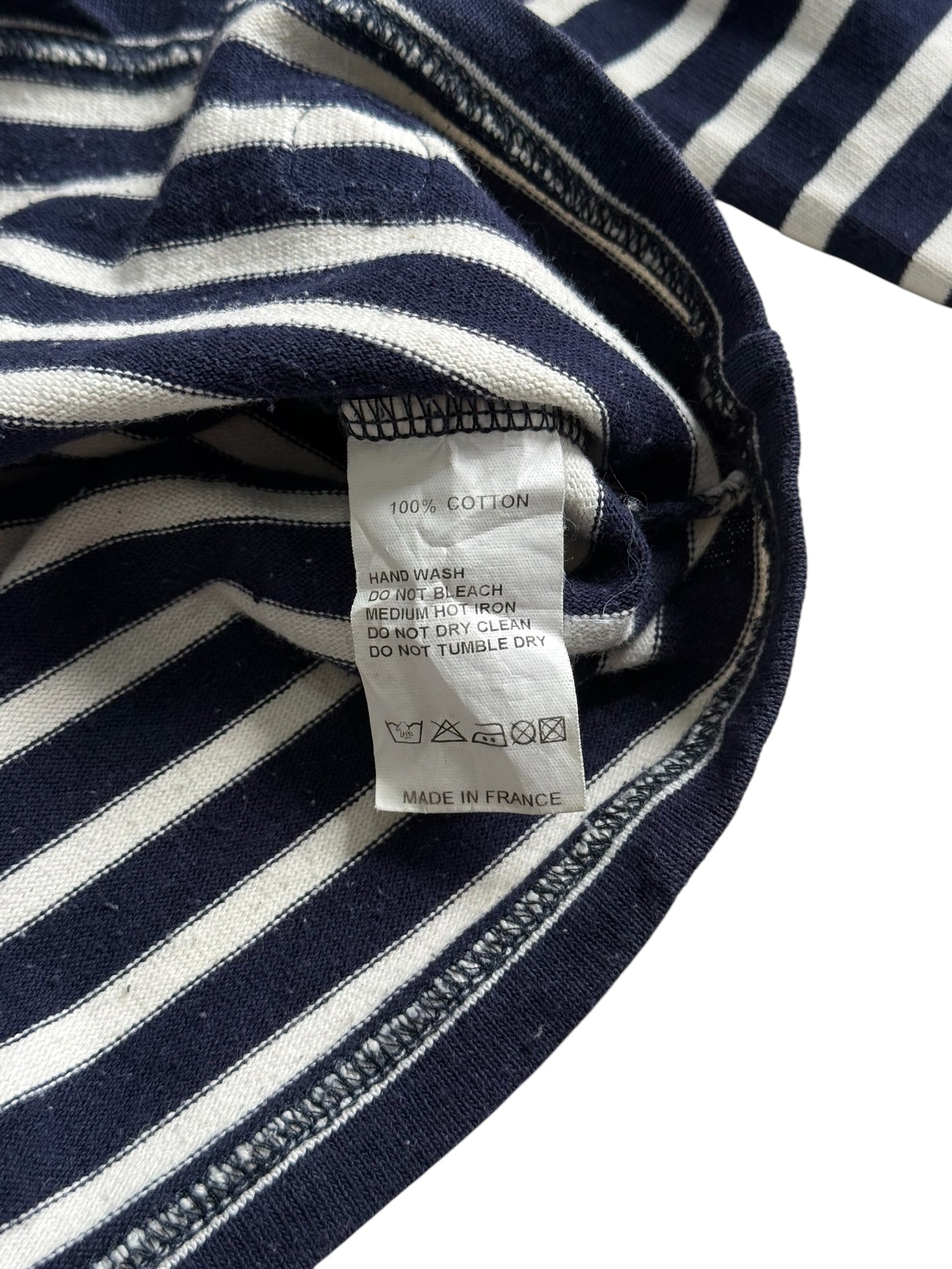 Orcival France Navy White Striped Mock Neck Breton Shirt