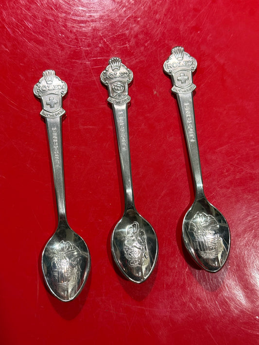 Vintage Rolex Bucherer Lucerne Switzerland Souvenir Spoon Lot of 3