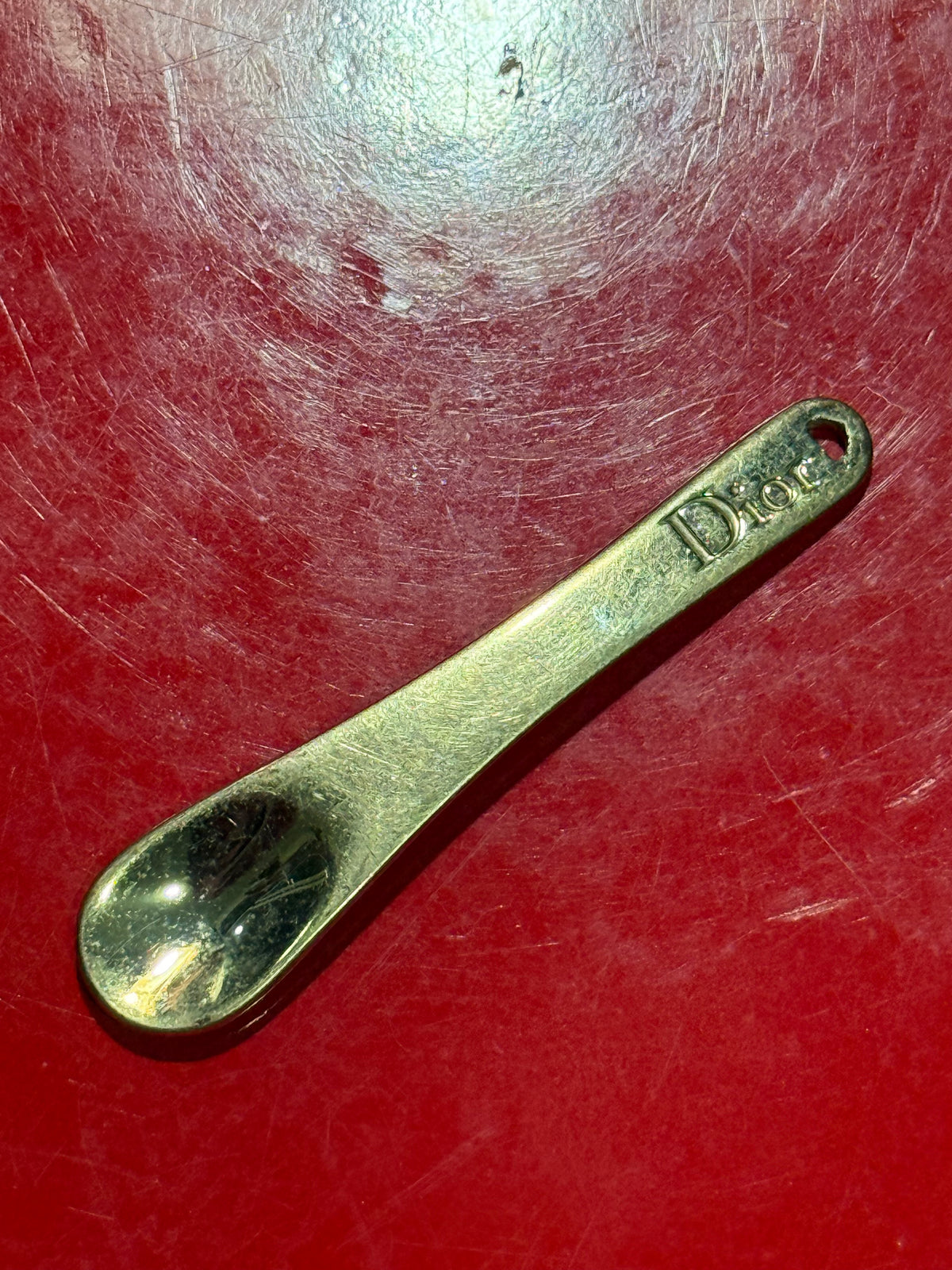 Vintage Christian Dior Gold Tone Mini Cosmetic Spoon Spatula Beauty Accessory