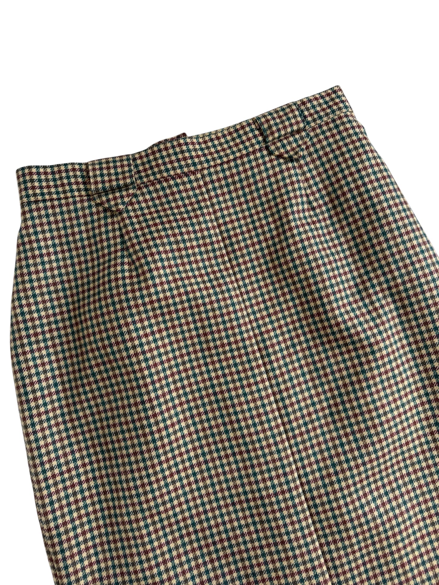 Vintage 80s Virgin Wool Houndstooth Midi Skirt