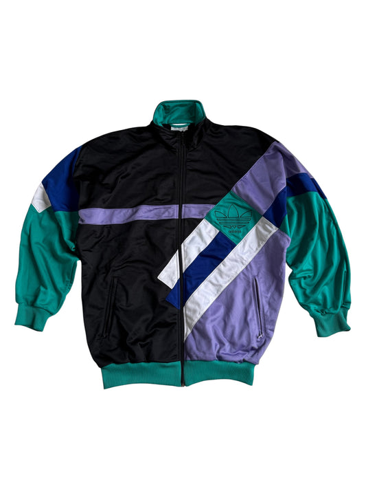 Vintage 1990s Adidas Track Jacket Color Block Trefoil Zip Up