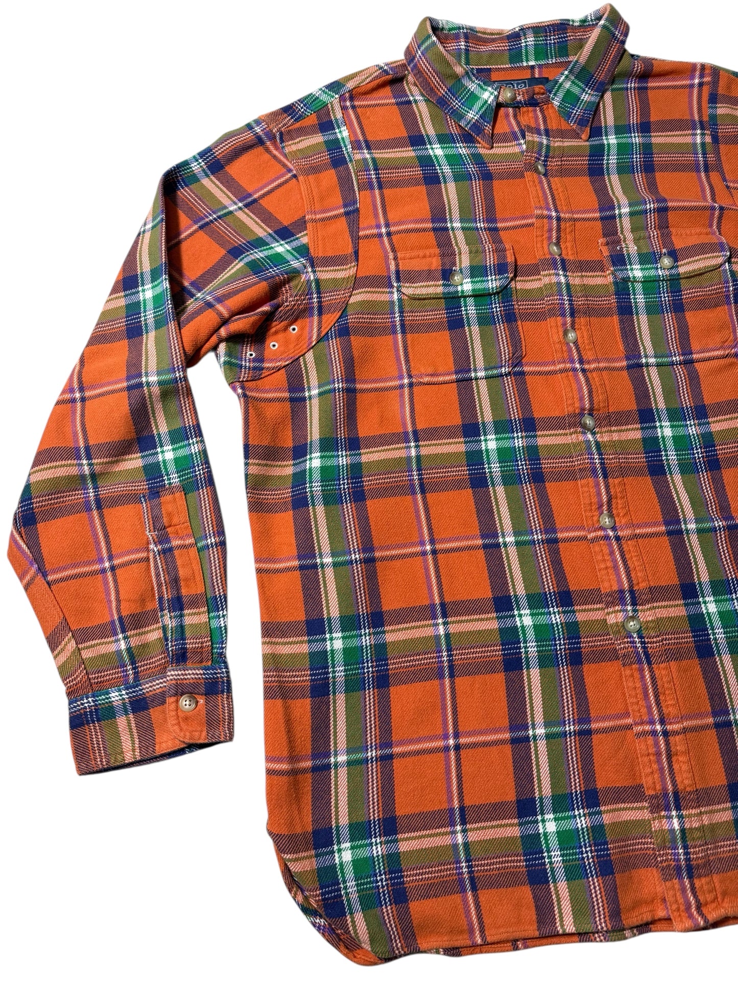 Vintage Polo Ralph Lauren Orange Plaid Flannel Shirt