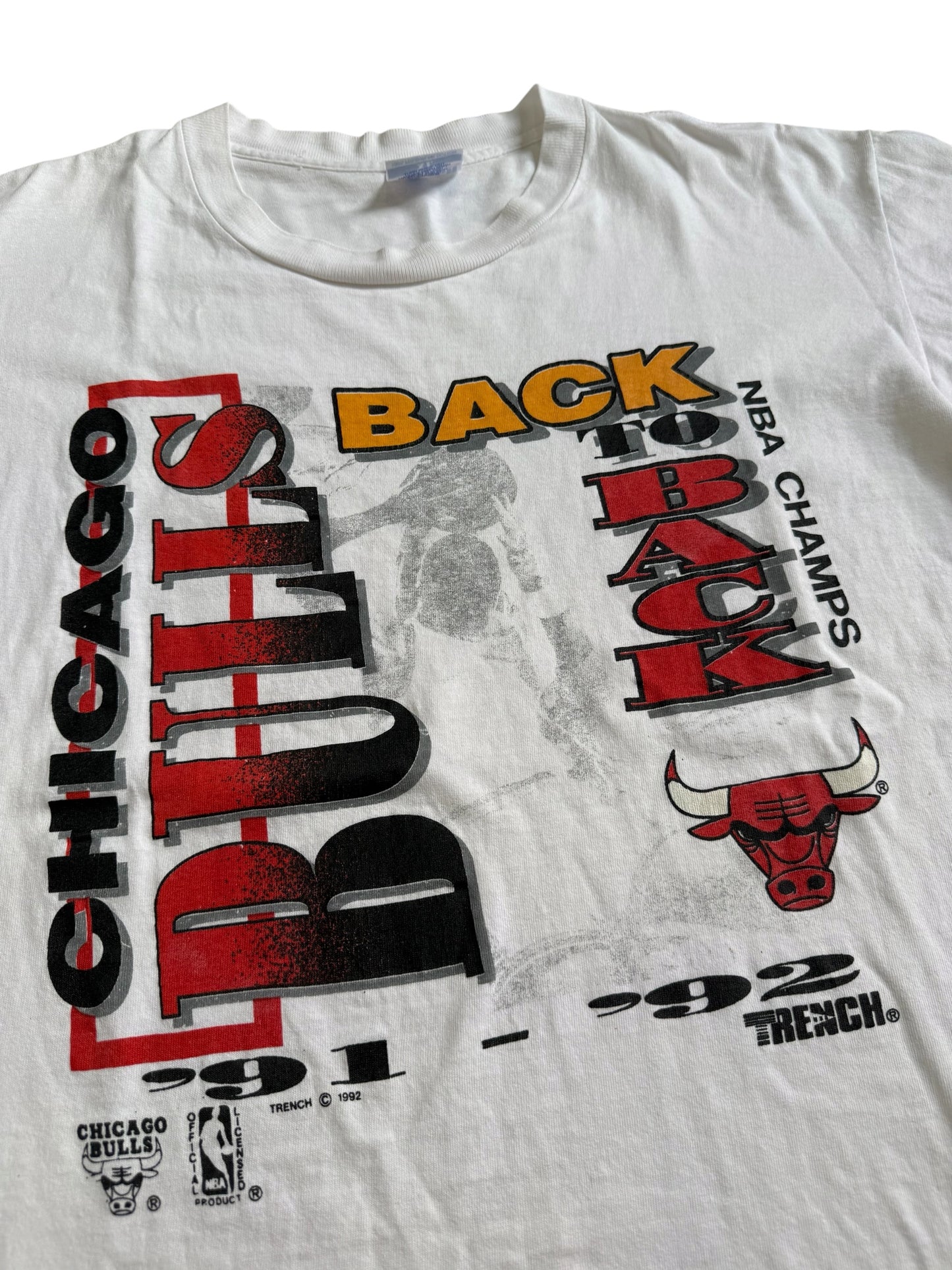 Vintage 1992 Chicago Bulls Back To Back NBA Champions Tshirt Made in USA