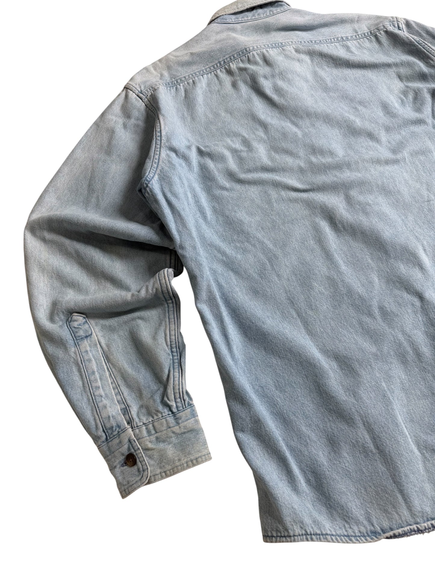 Vintage LL Bean Flannel Lined Denim Shirt Jacket Made in USA