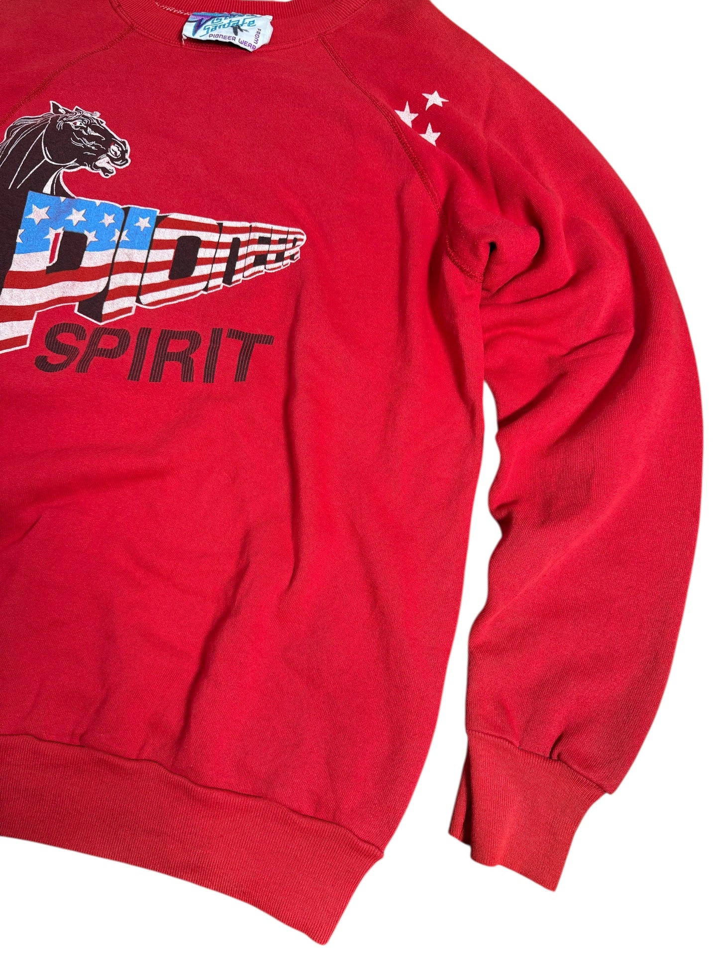 Vintage 1990s Pioneer Spirit USA Flag Graphic Sweatshirt