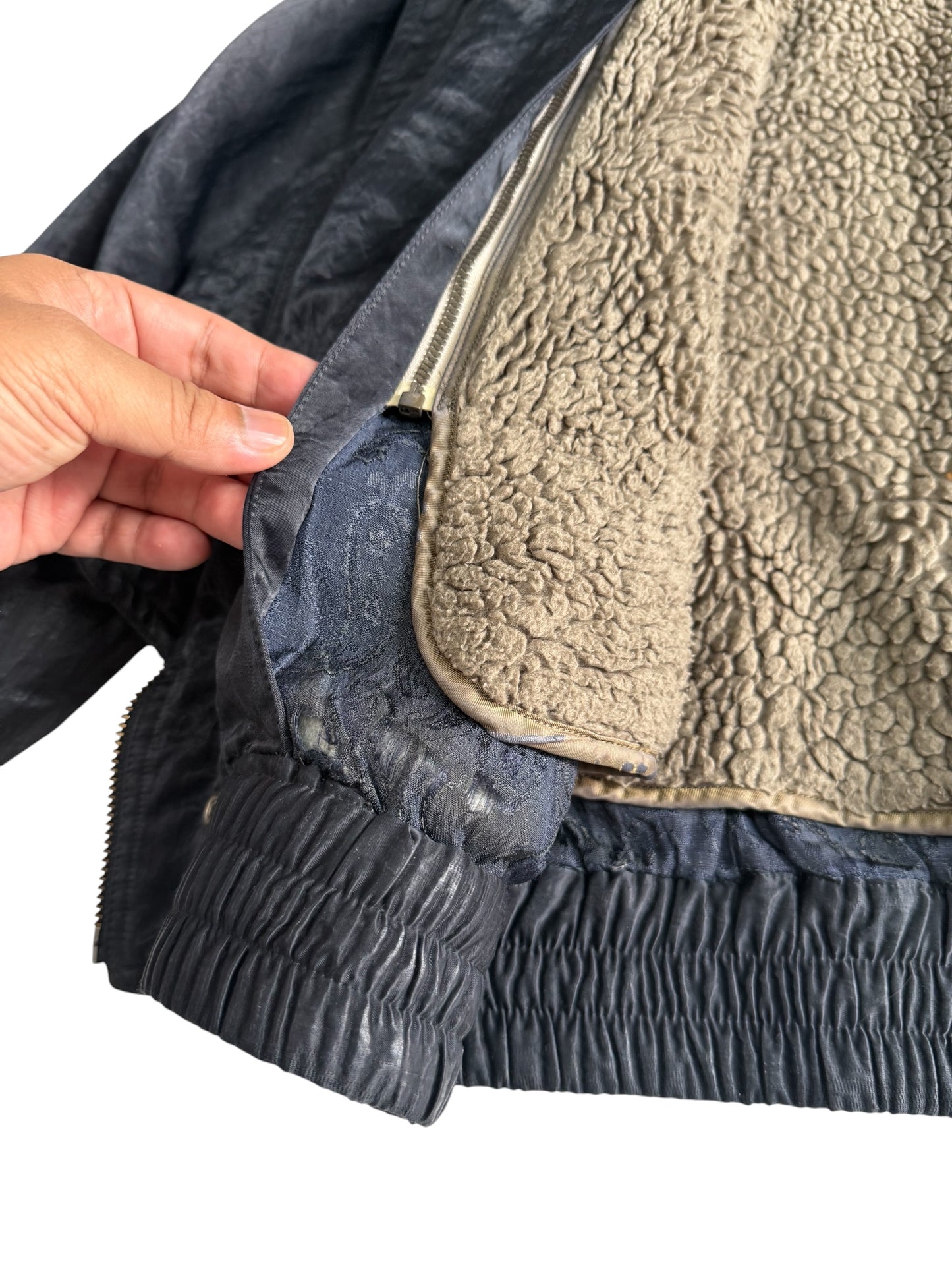Vintage 80s 90s Japanese Multi Pocket Flight Bomber Jacket Removable Boa Liner