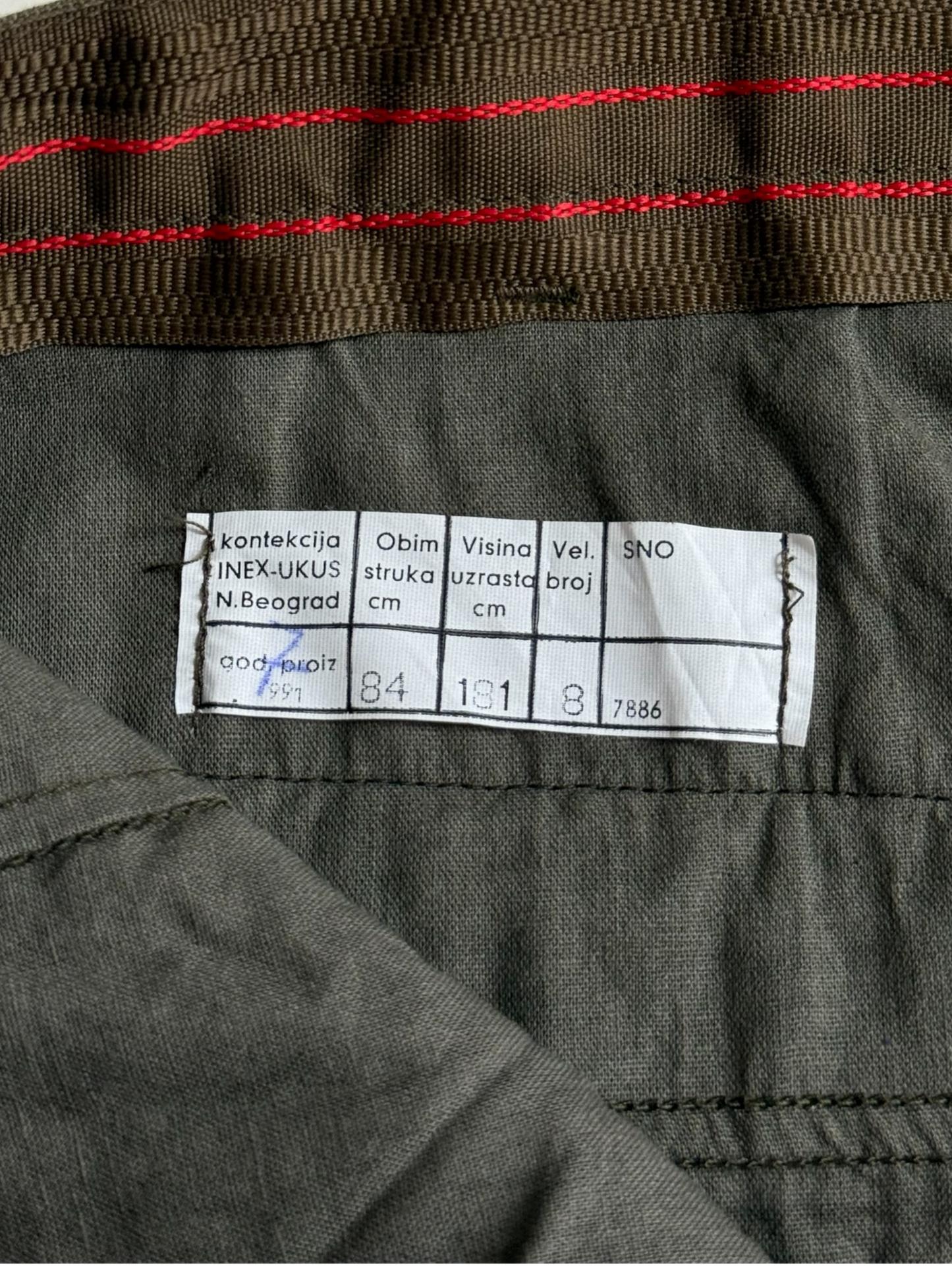 Vintage 80s-90s Yugoslav Army Olive Green Military Field Trousers