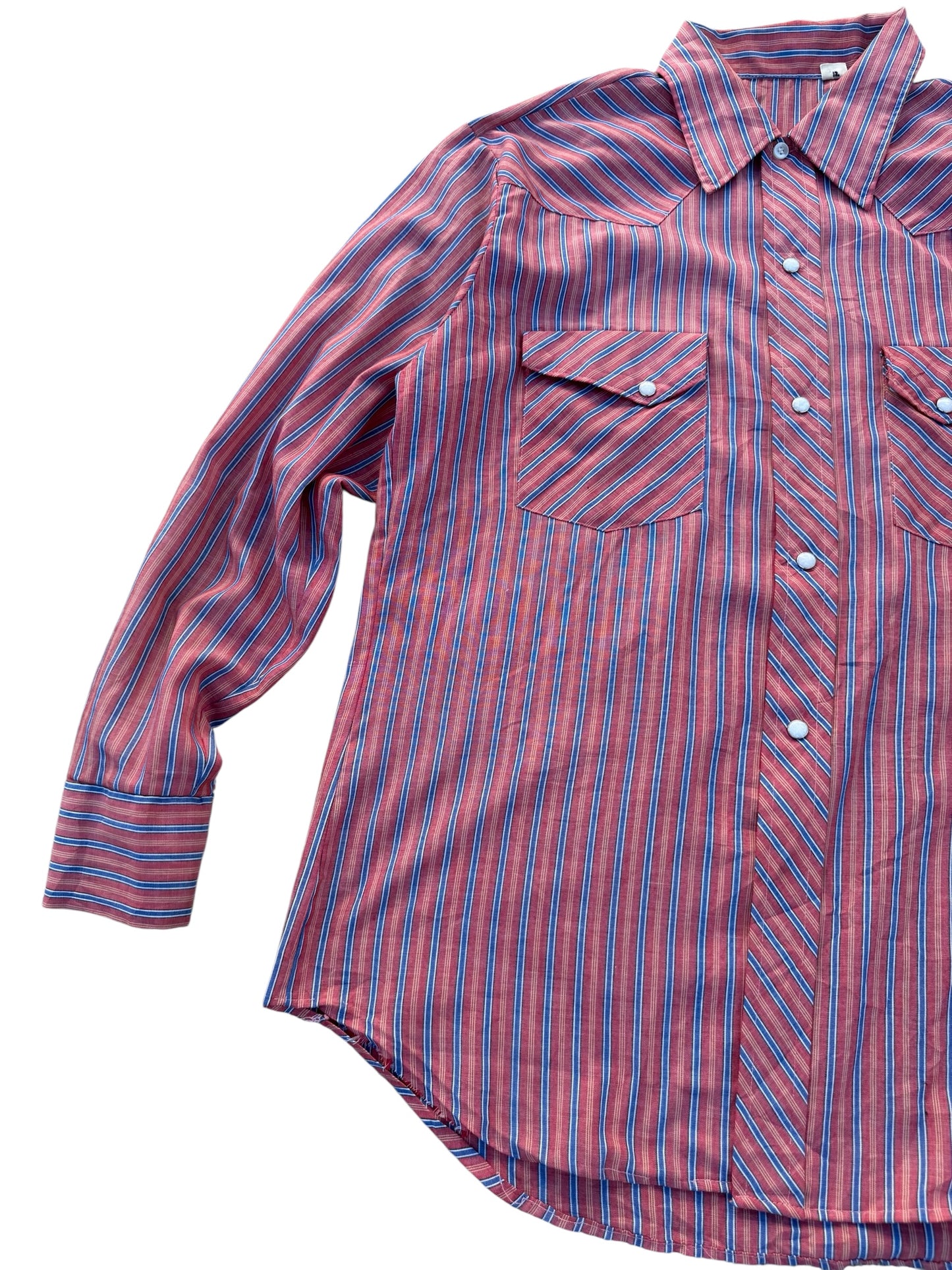 Vintage 70s–80s Western Snap Button Stripe Shirt Permanent Press