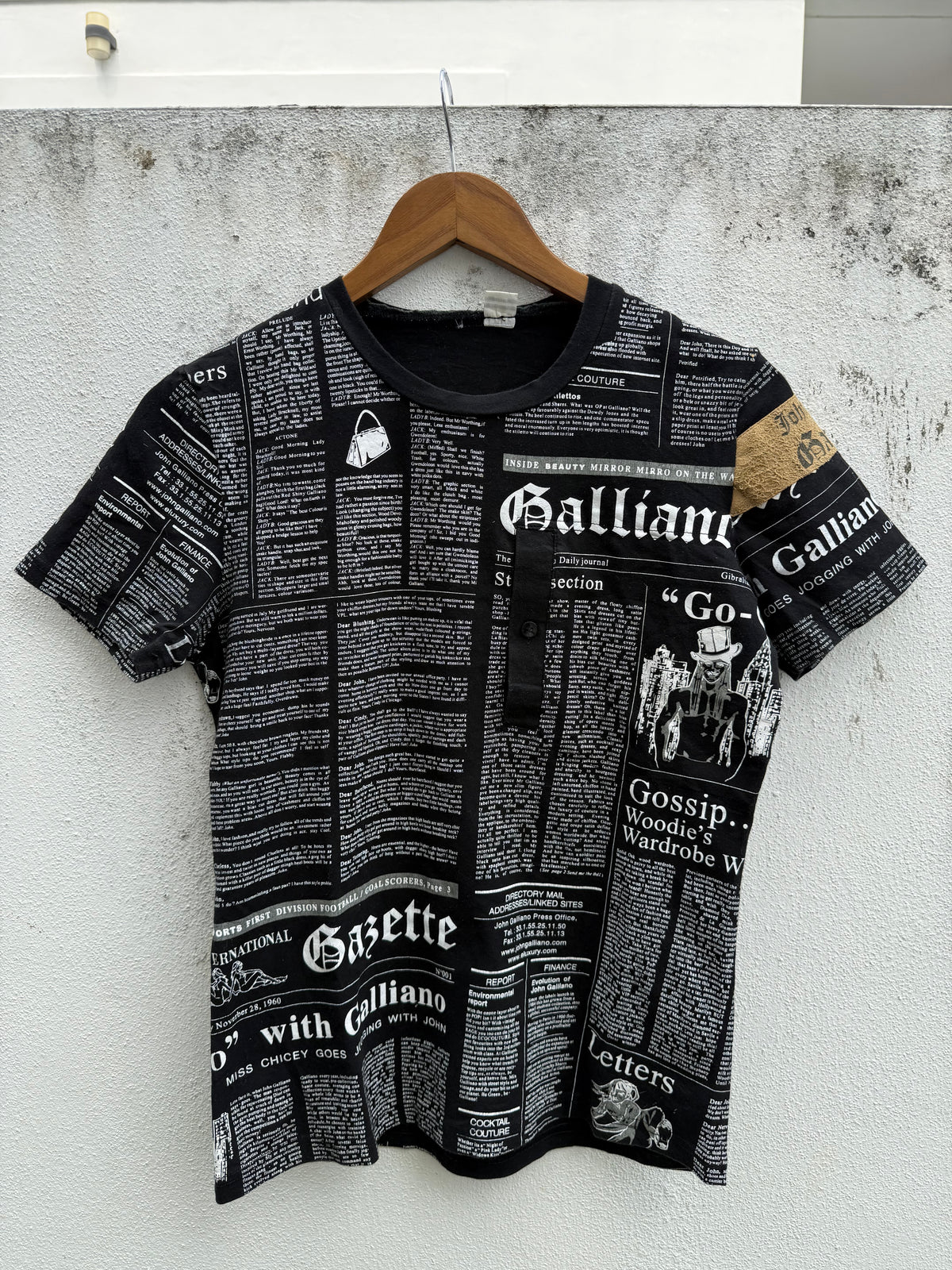 Vintage John Galliano Newspaper Tshirt Made In Italy