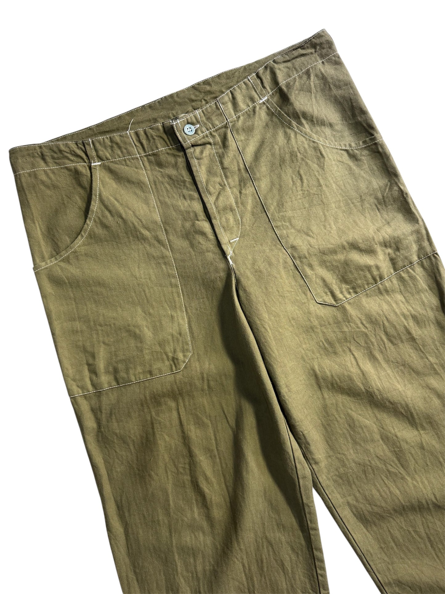 Vintage 1996 Czech HBT Workwear Pants Olive Military Utility Praha