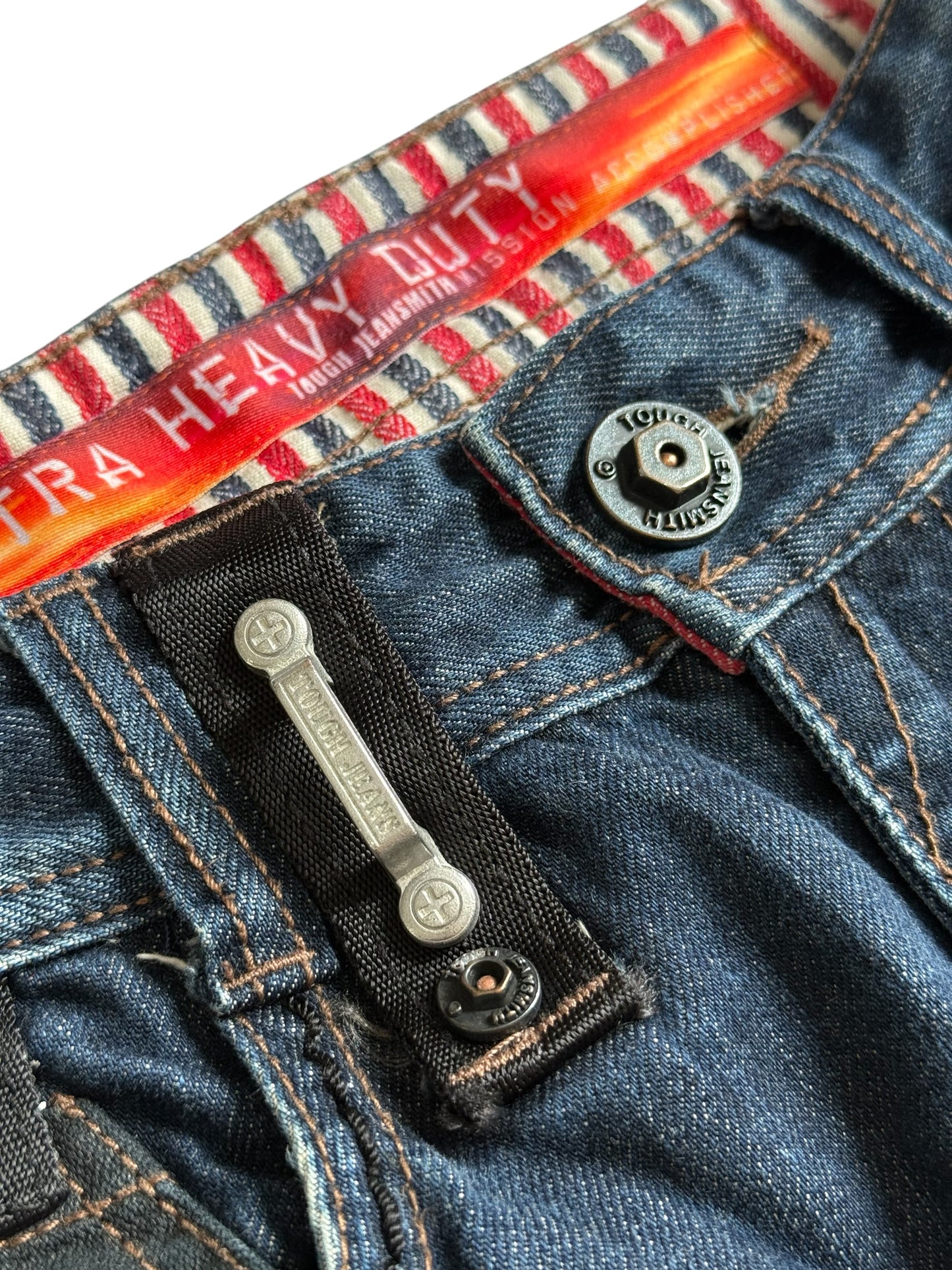 Tough Jeansmith Heavy Duty Utility Denim Jeans Tactical Strap Y2K