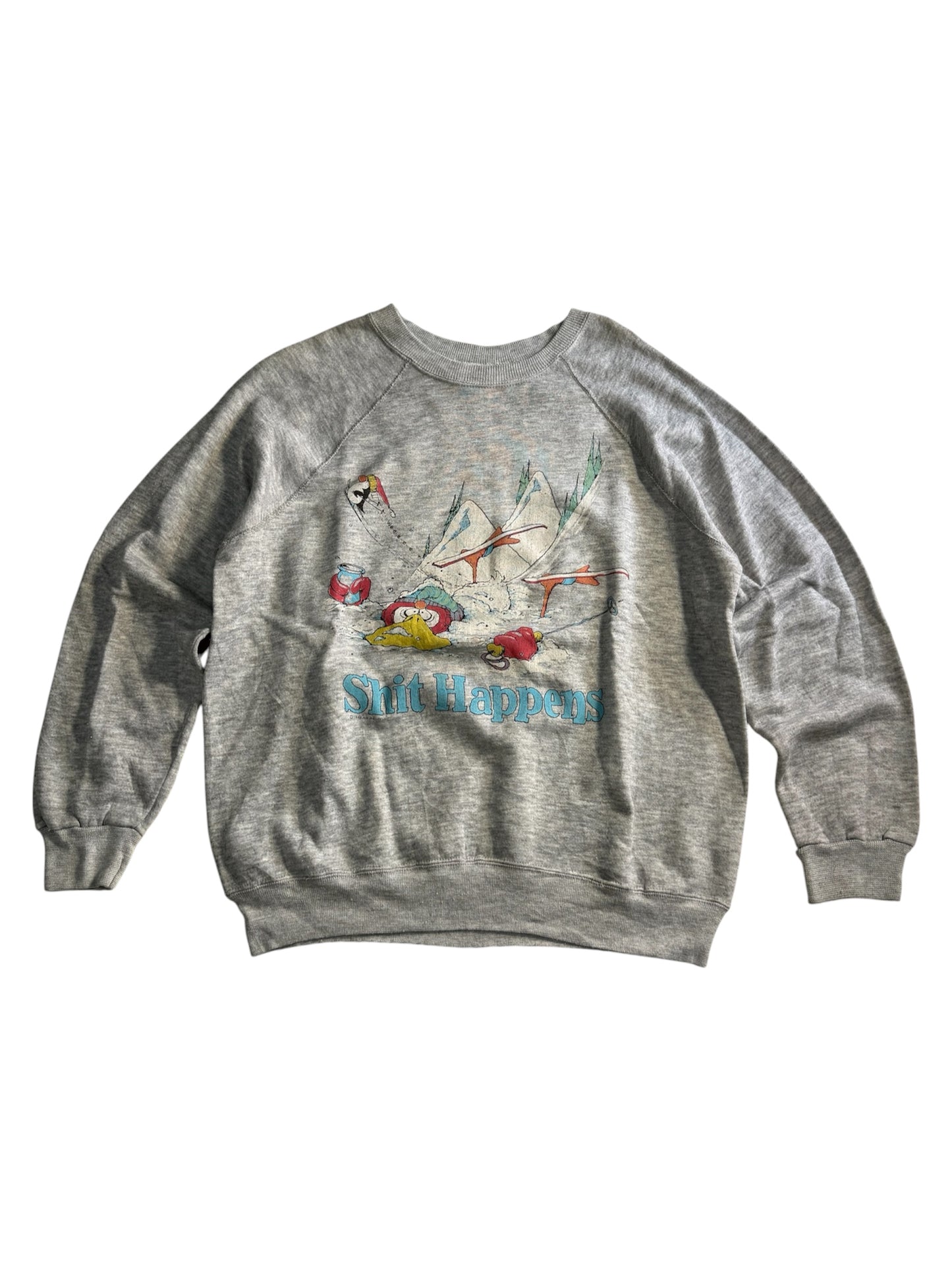 Vintage 1988 Air Waves Shit Happens Crewneck Sweatshirt USA Made