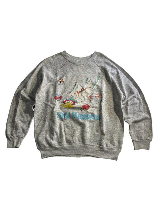 Vintage 1988 Air Waves Shit Happens Crewneck Sweatshirt USA Made