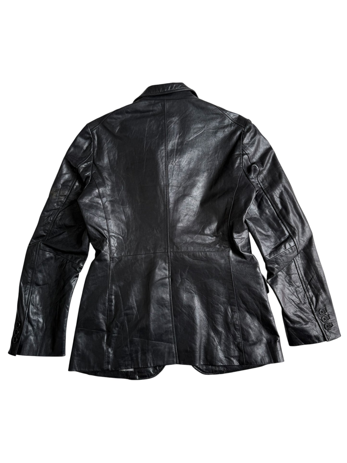 IKKA Womens Black Leather Blazer Medium