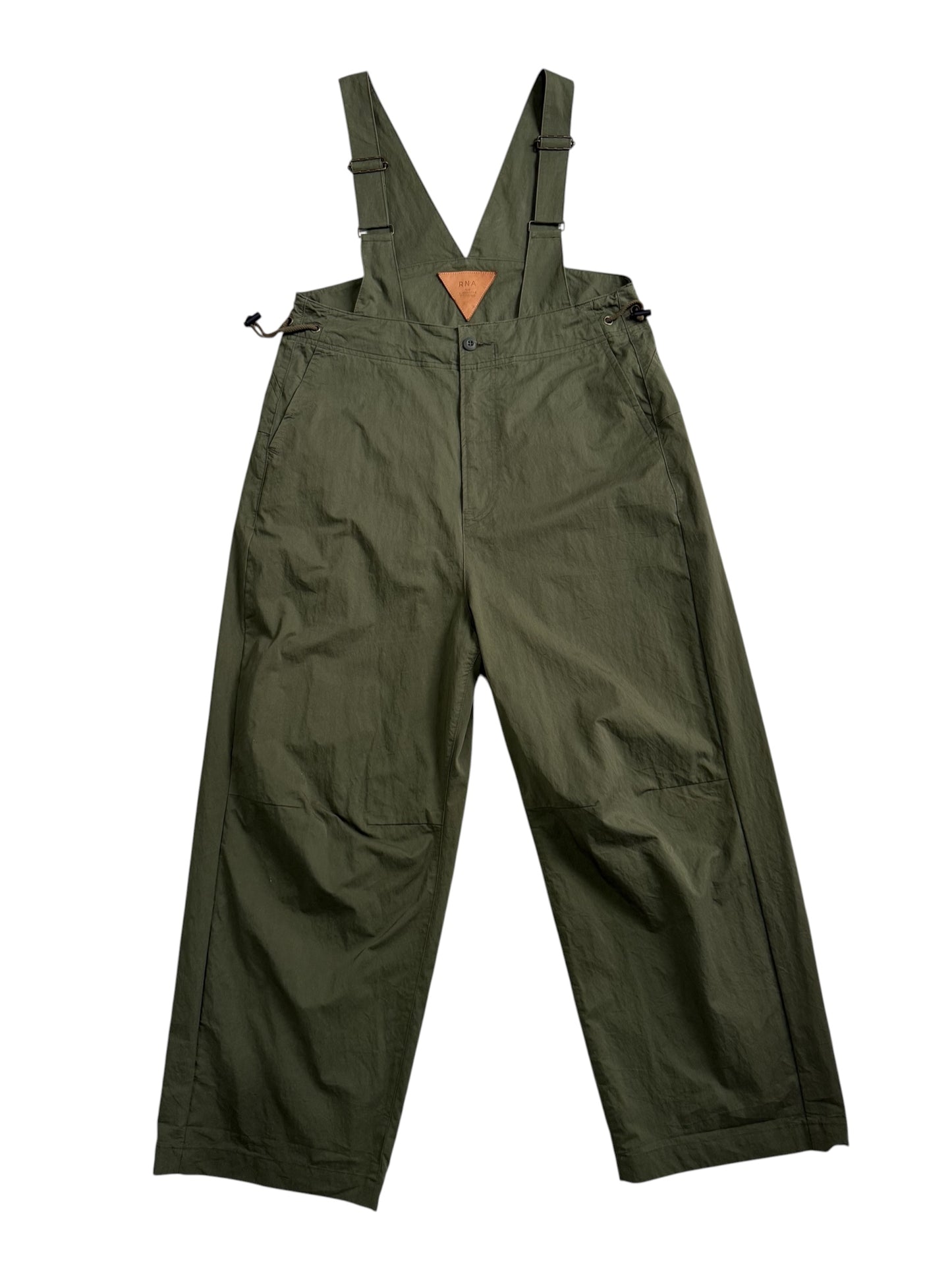 RNA The Alternative Syndrome Adjustable Military Bib Overalls Olive Green Wide Leg