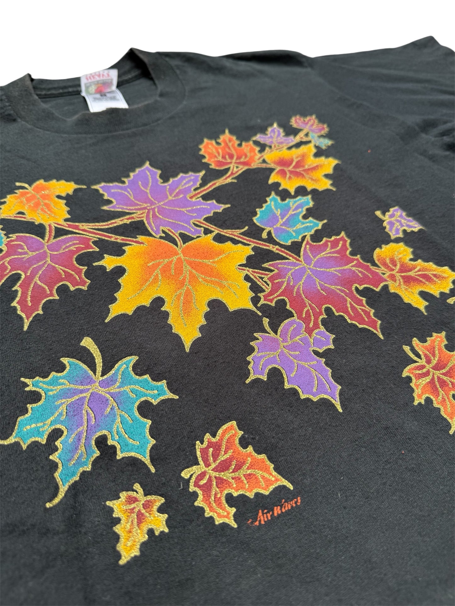 Vintage Autumn Leaves Glitter Graphic Tshirt