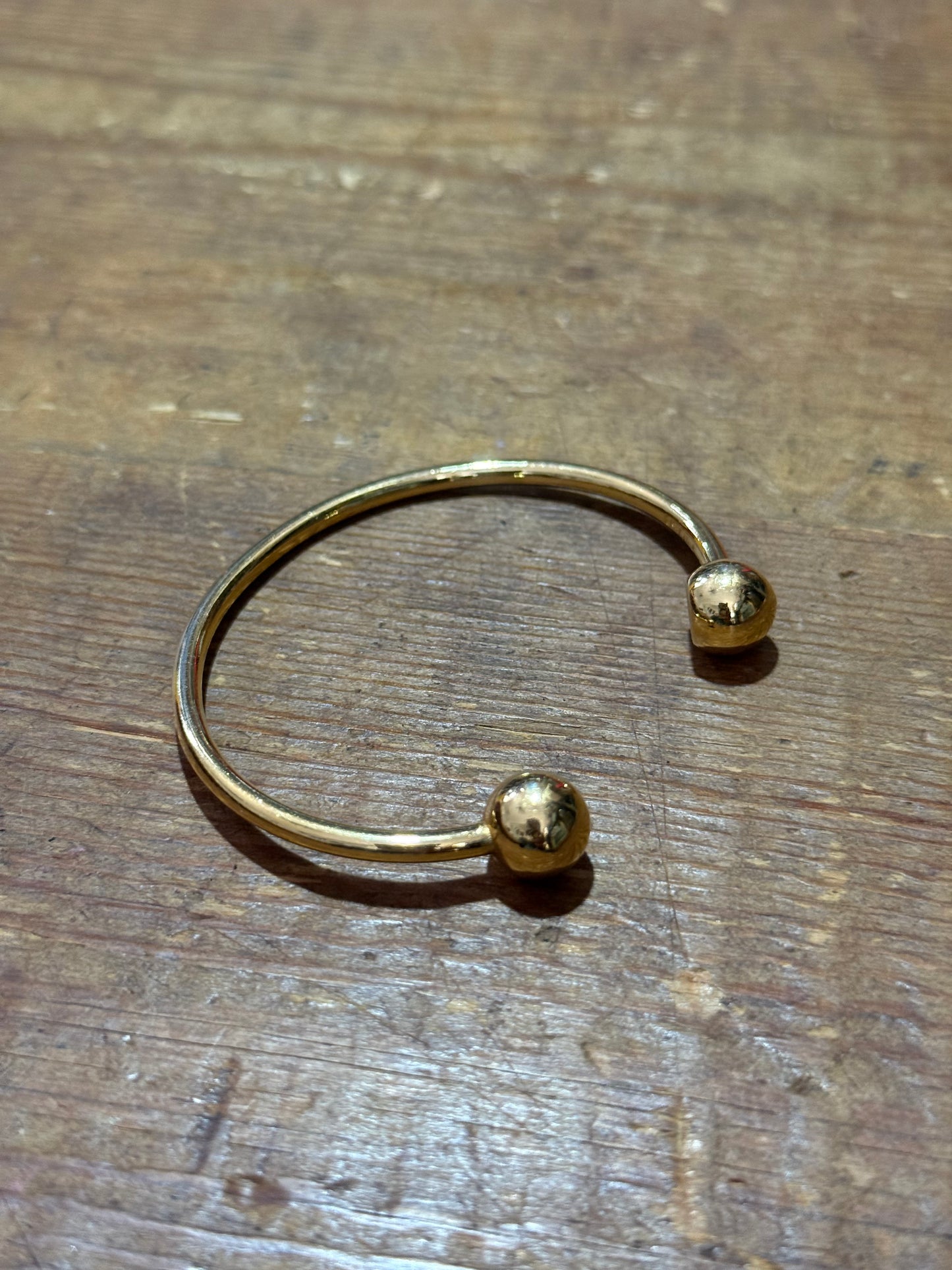Vintage Gold Tone Cuff Bracelet Ball End