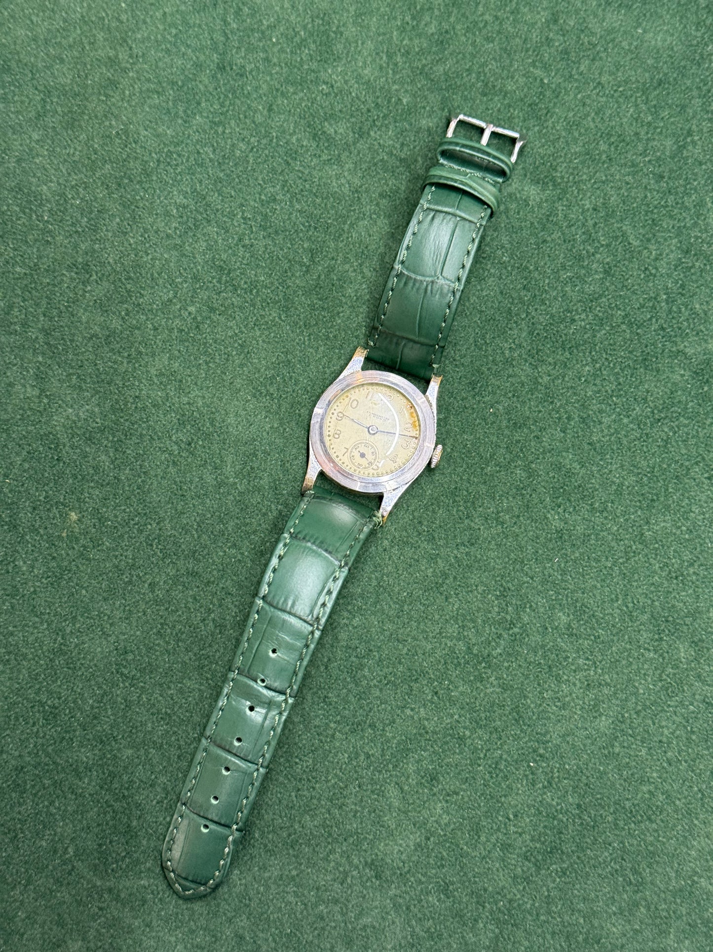 Vintage 1940s-50s Chronometer Crown Manual Wind Watch Sub-Seconds