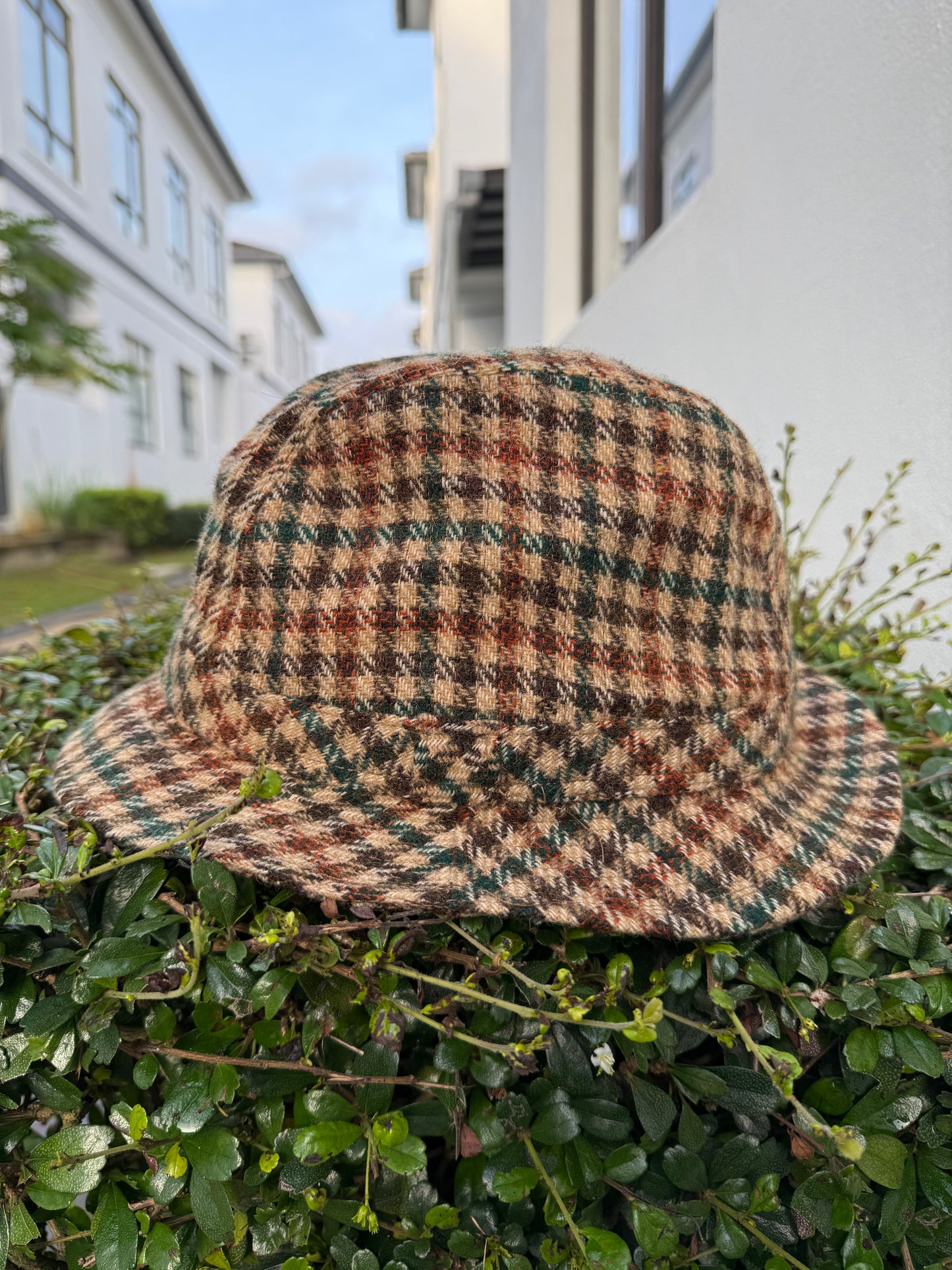 Vintage 1970s LL Bean Wool Bucket Hat Made in USA Tweed Check