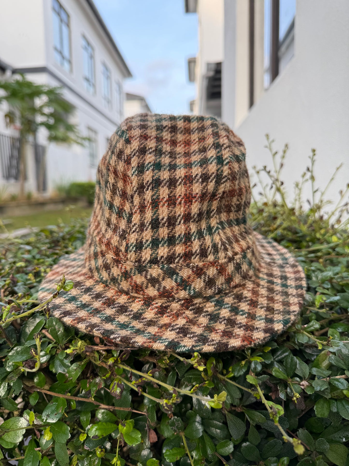 Vintage 1970s LL Bean Wool Bucket Hat Made in USA Tweed Check