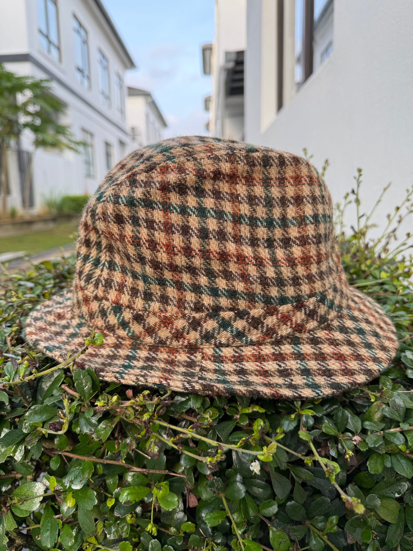 Vintage 1970s LL Bean Wool Bucket Hat Made in USA Tweed Check