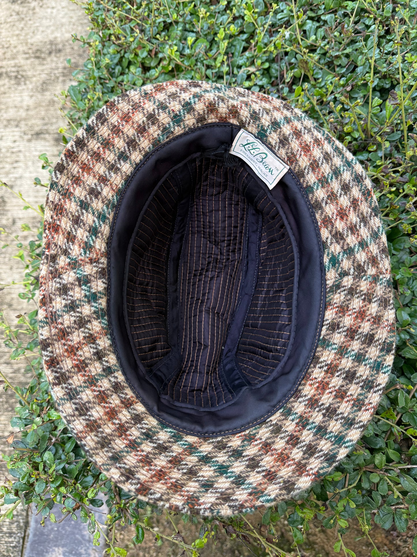 Vintage 1970s LL Bean Wool Bucket Hat Made in USA Tweed Check